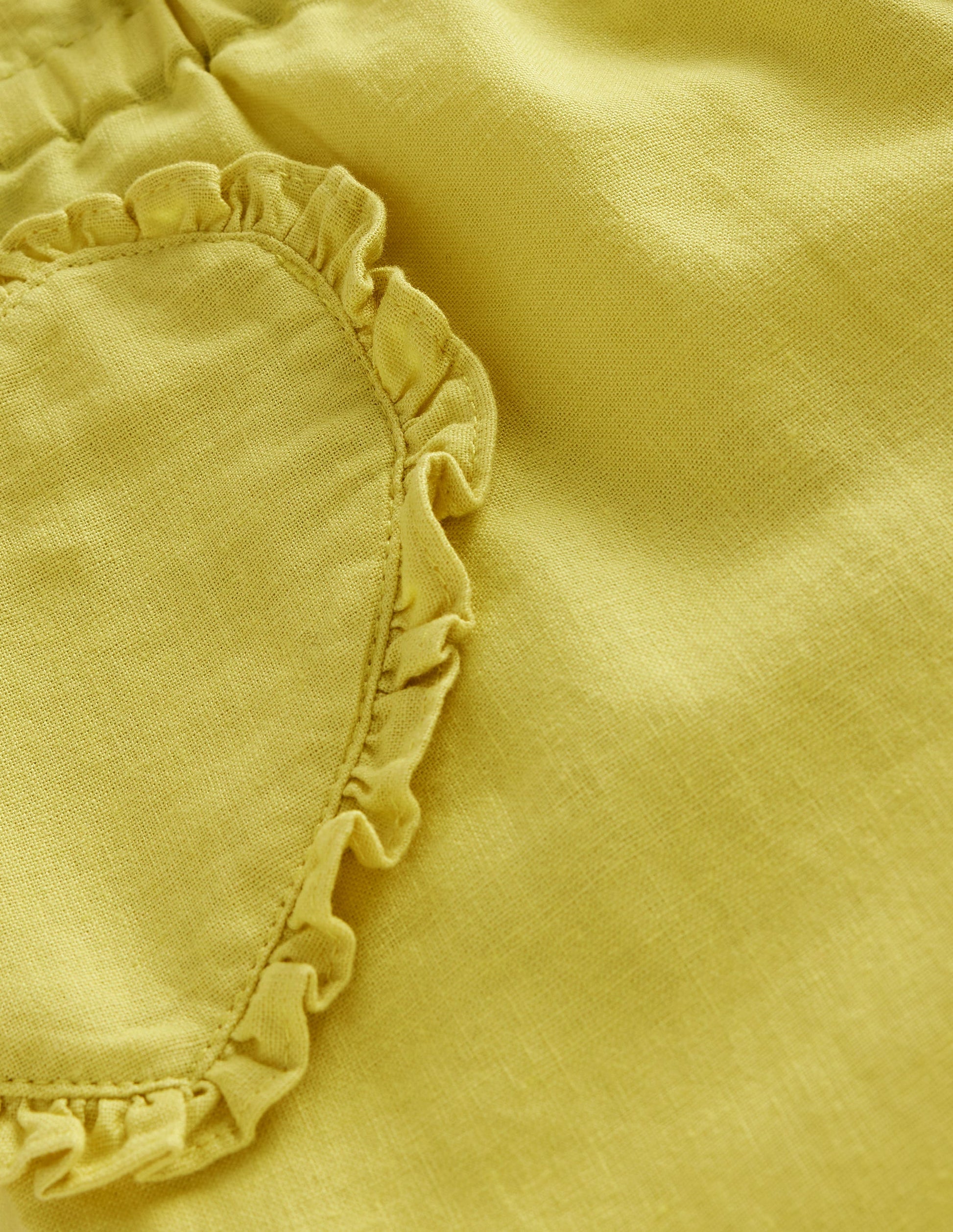 Cotton Linen Pull-on Trousers-Zest Yellow-3