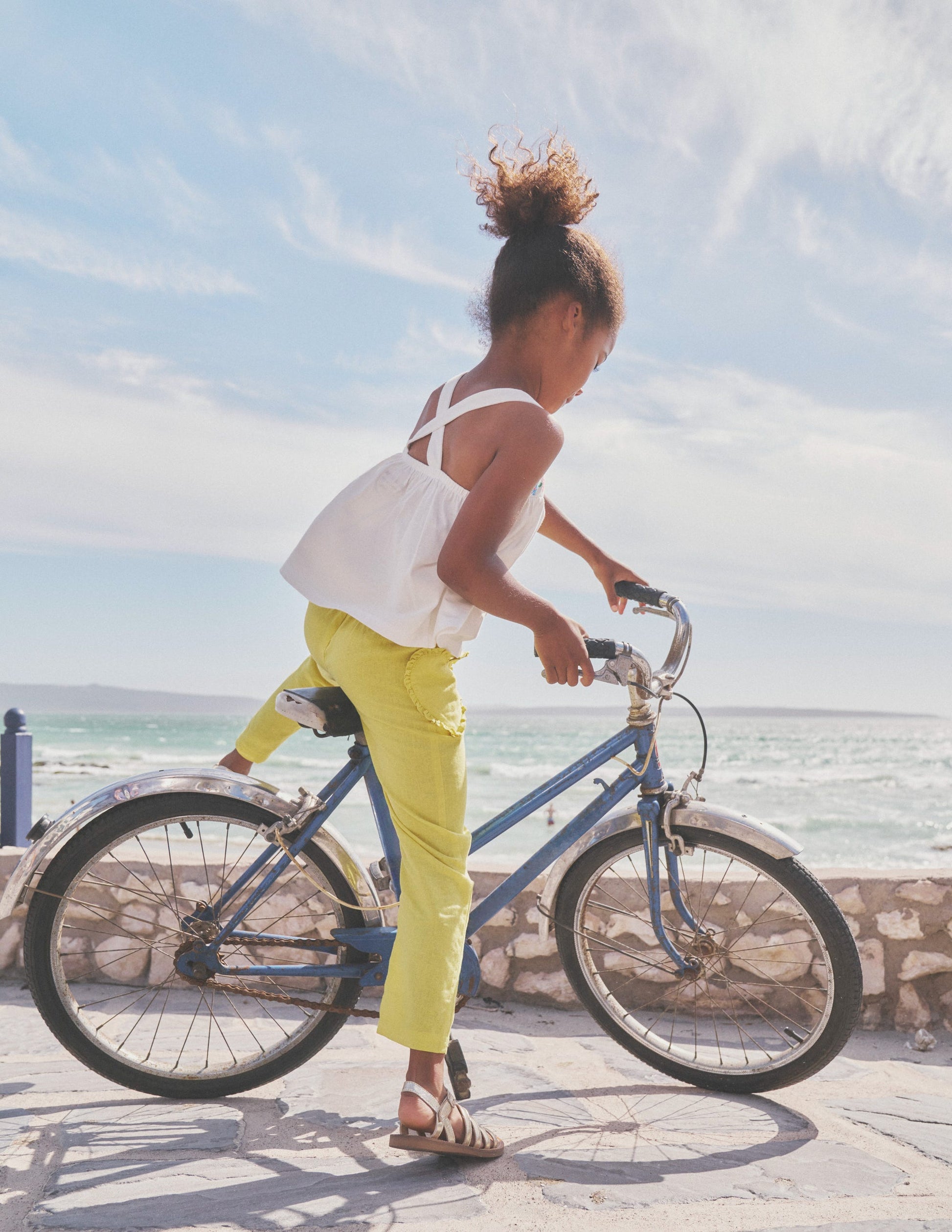 Cotton Linen Pull-on Trousers-Zest Yellow-4