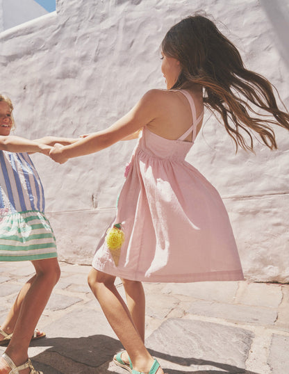 Button Through Logo Dress-Ballet Pink Ice Creams-5