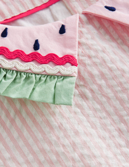 Collared Seersucker Dress-Ballet Pink/ Ivory Stripe-3