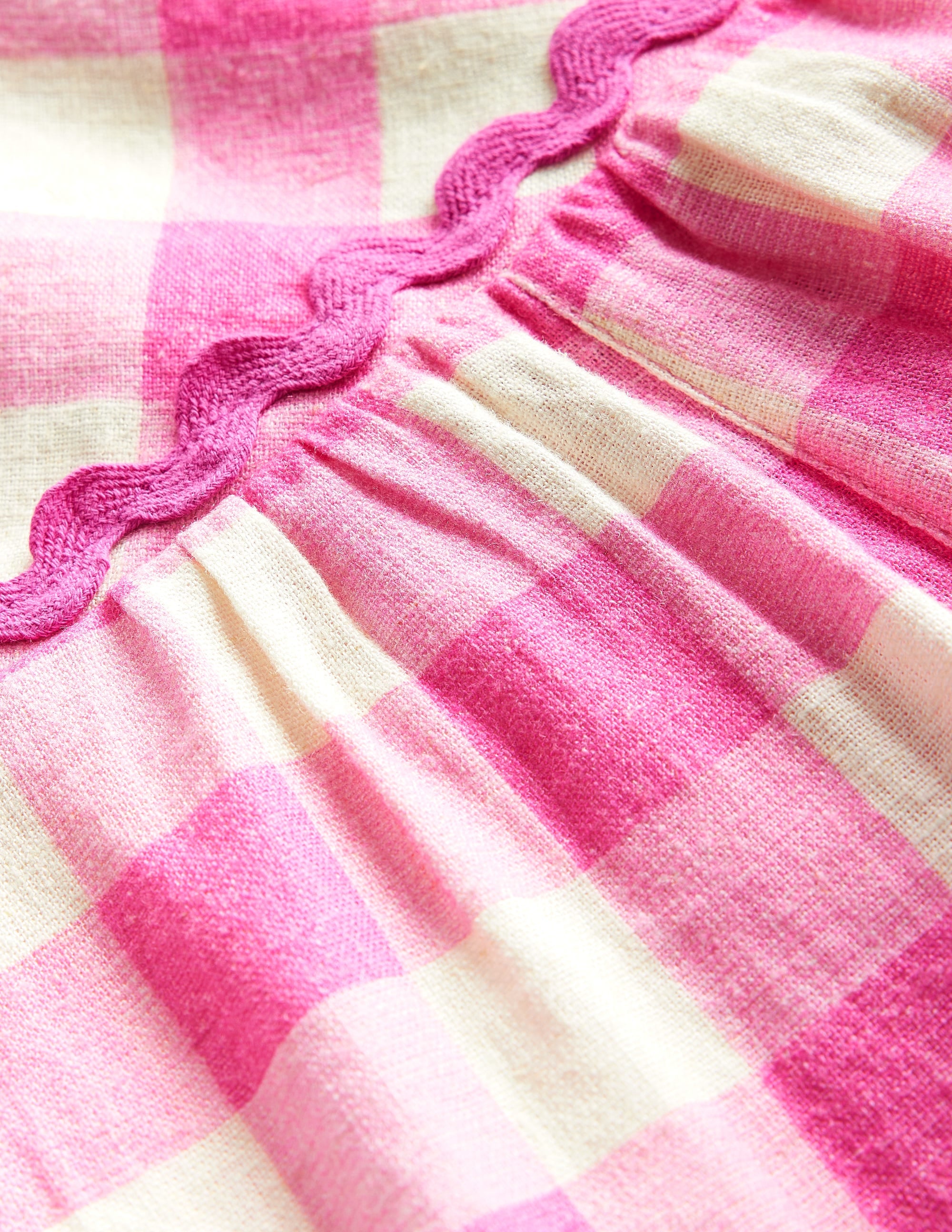 Wide Leg Ric Rac Jumpsuit-Pink Gingham - Image 3