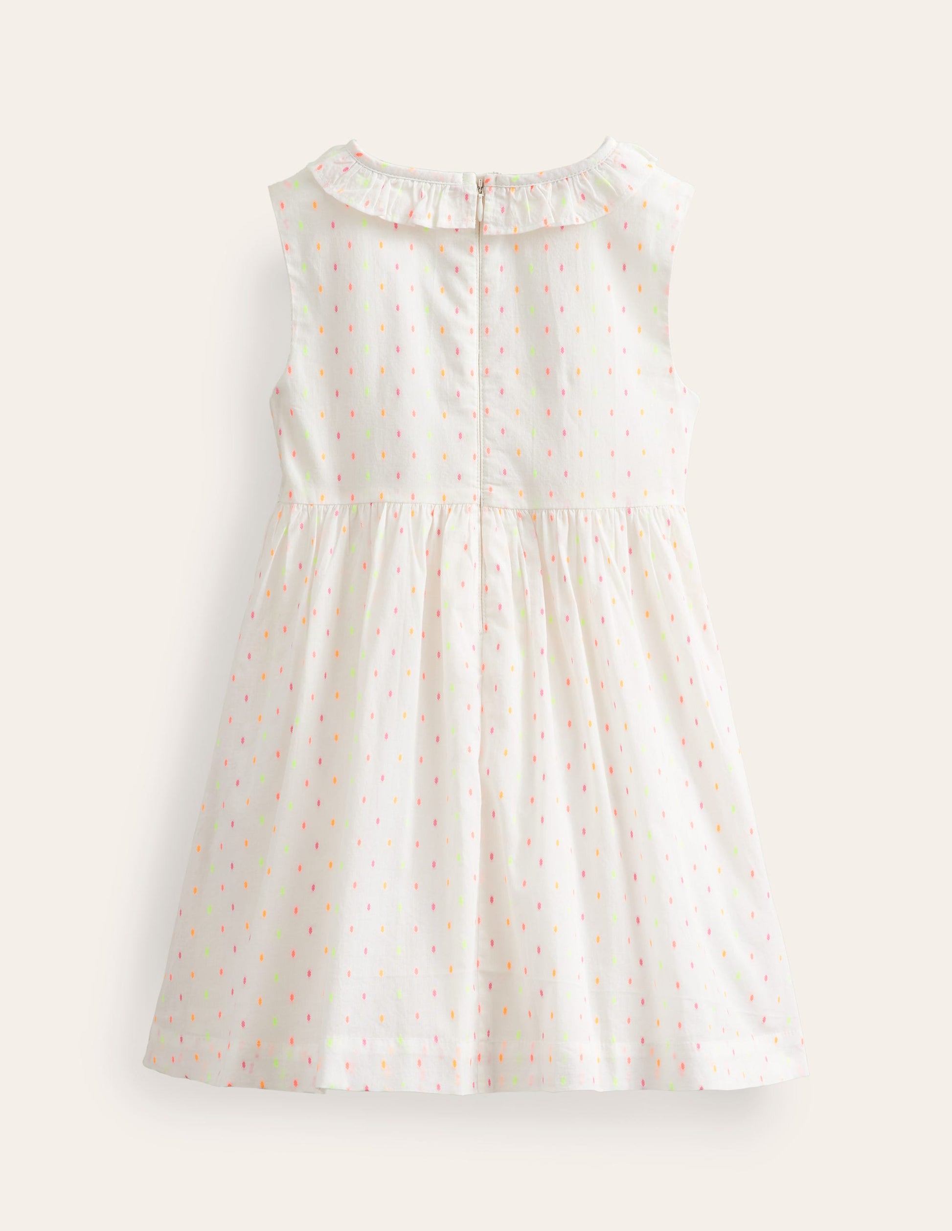 Smocked Bodice Dress-Ivory Dobby-2
