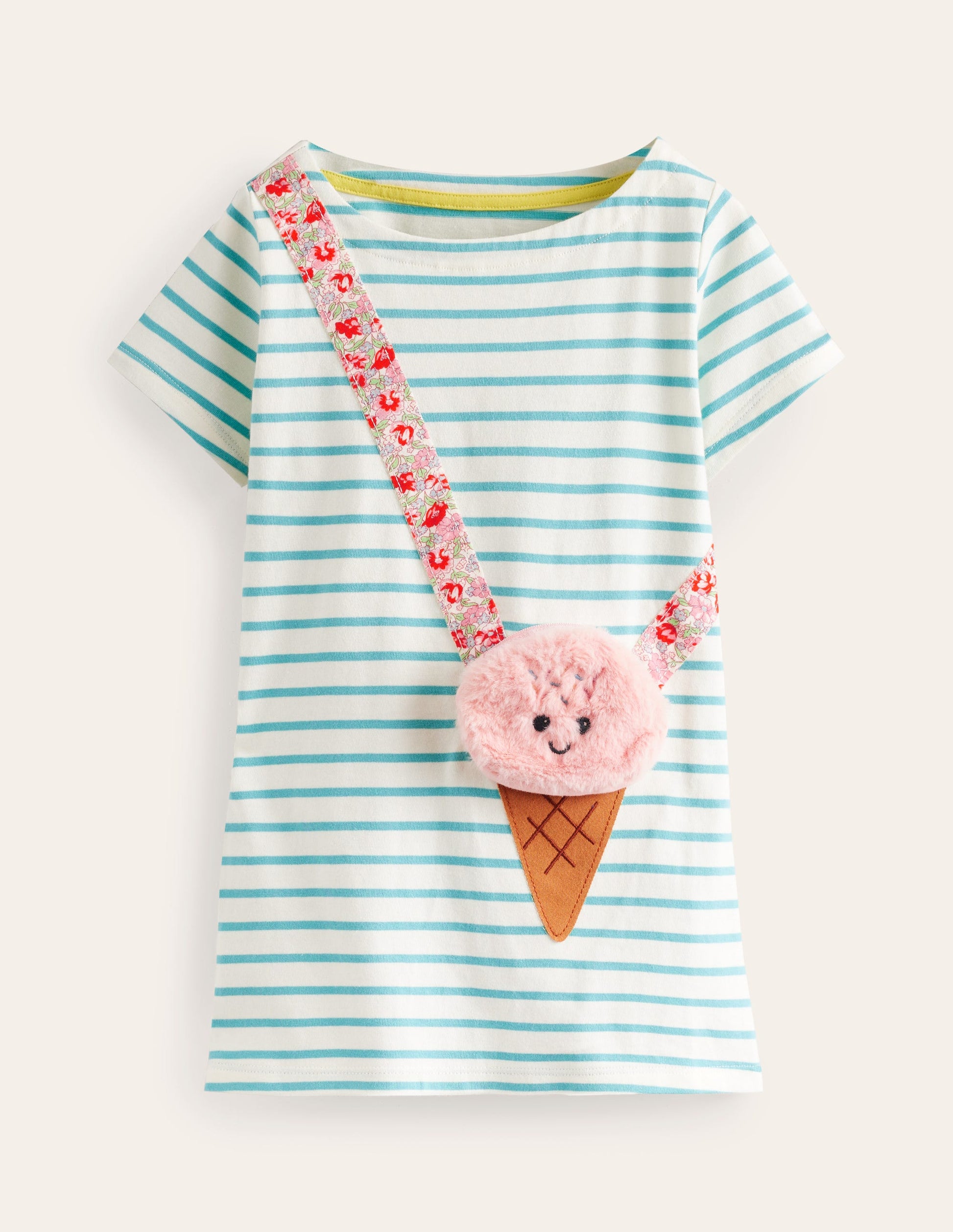 Fun Pocket Appliqué Tunic-Ivory/Brook Blue Stripe-1