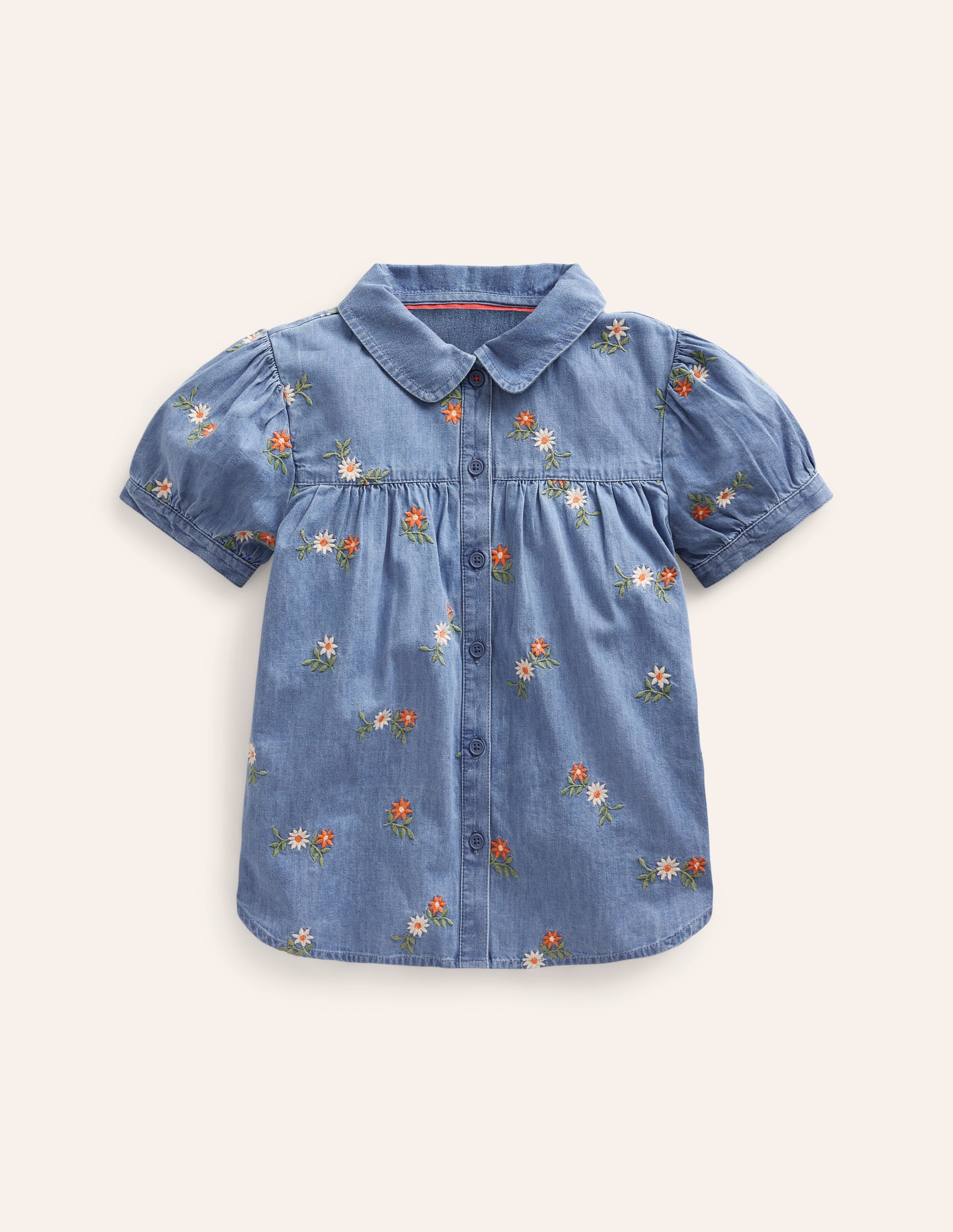 Peter Pan Collar Shirt-Mid Vintage Embroidered - Image 1