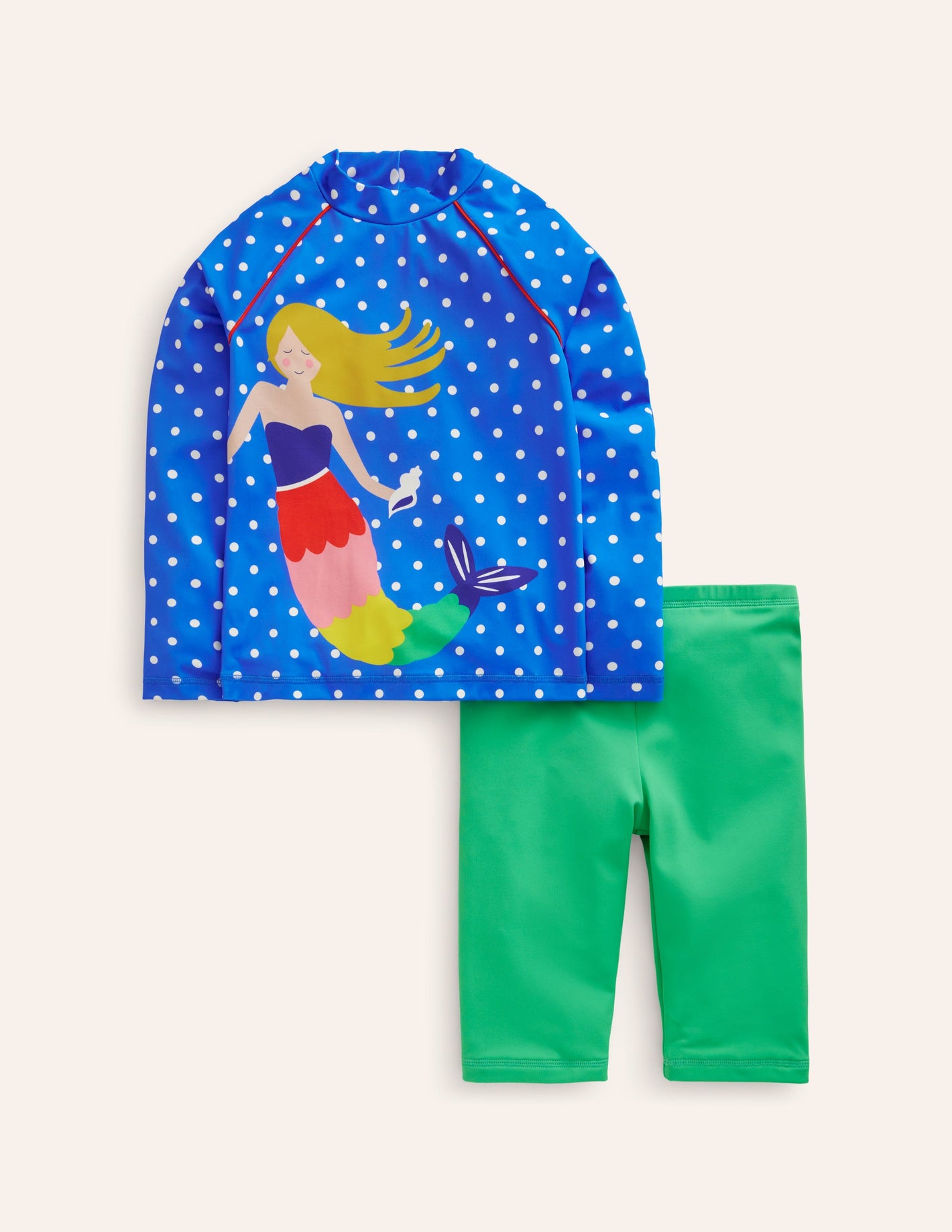 Sun Safe Rash Vest Set-Mermaid Appliqué