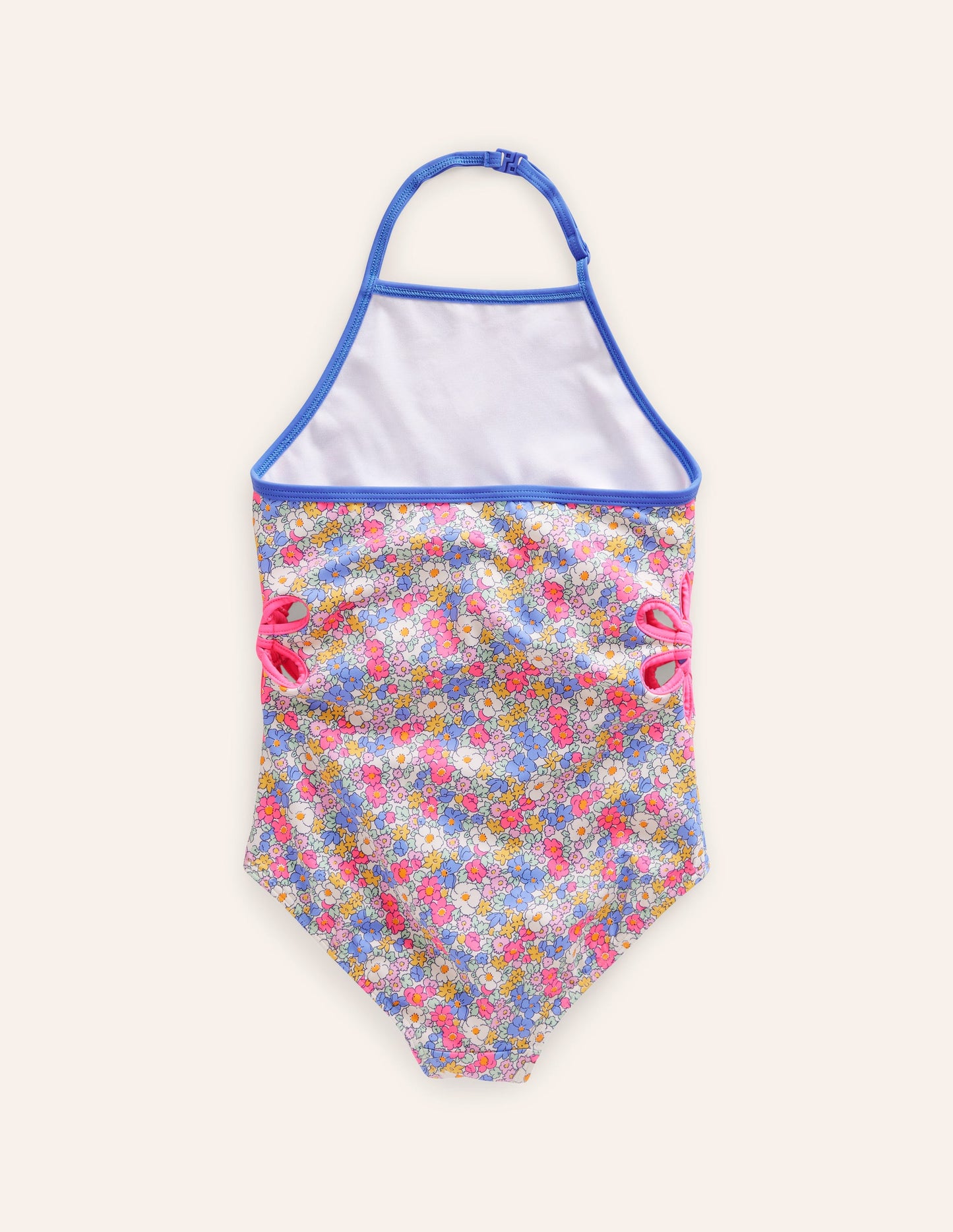 Cut Out Flower Halter Swimsuit-Festival Pink Nautical Floral