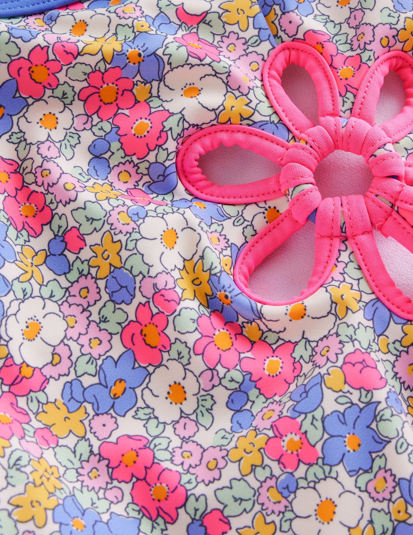 Cut Out Flower Halter Swimsuit-Festival Pink Nautical Floral