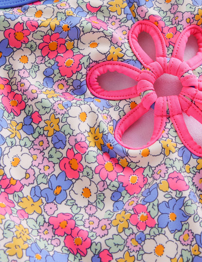 Cut Out Flower Halter Swimsuit-Festival Pink Nautical Floral-3