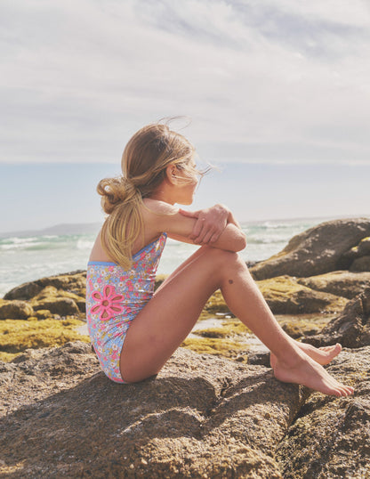 Cut Out Flower Halter Swimsuit-Festival Pink Nautical Floral-5