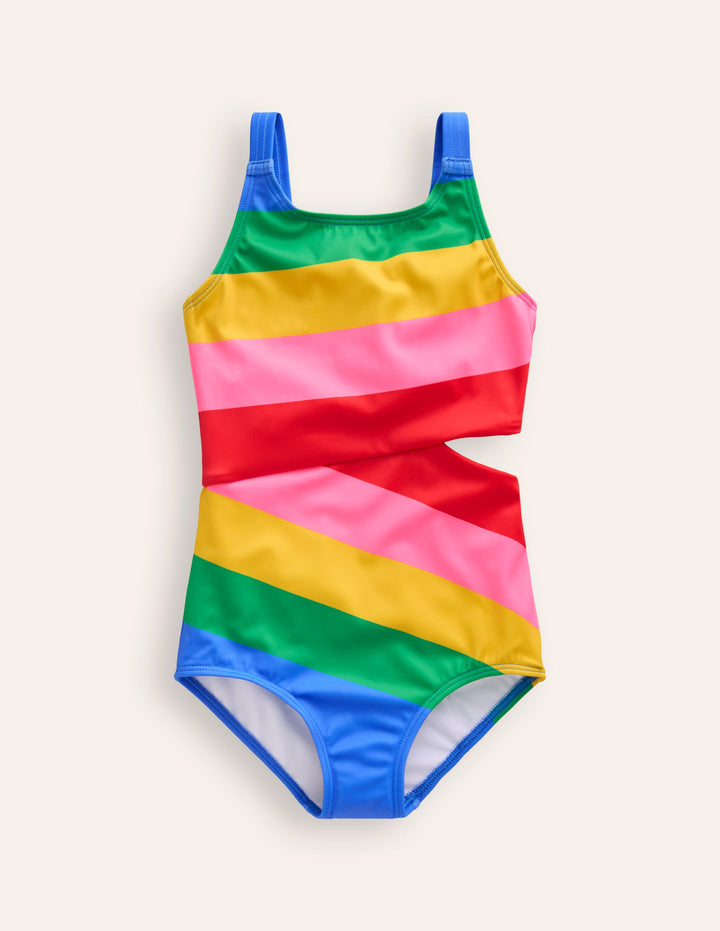 Cut Out Swimsuit-Festival Pink Rainbow