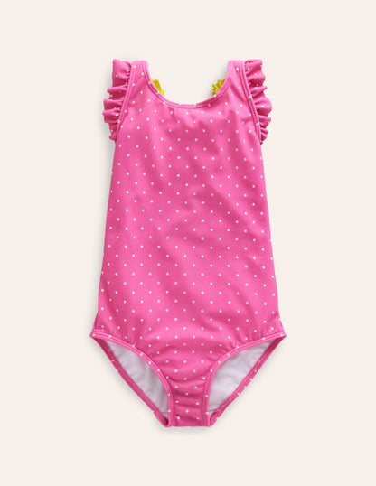 Corsage Strap Swimsuit-Strawberry Pink-1