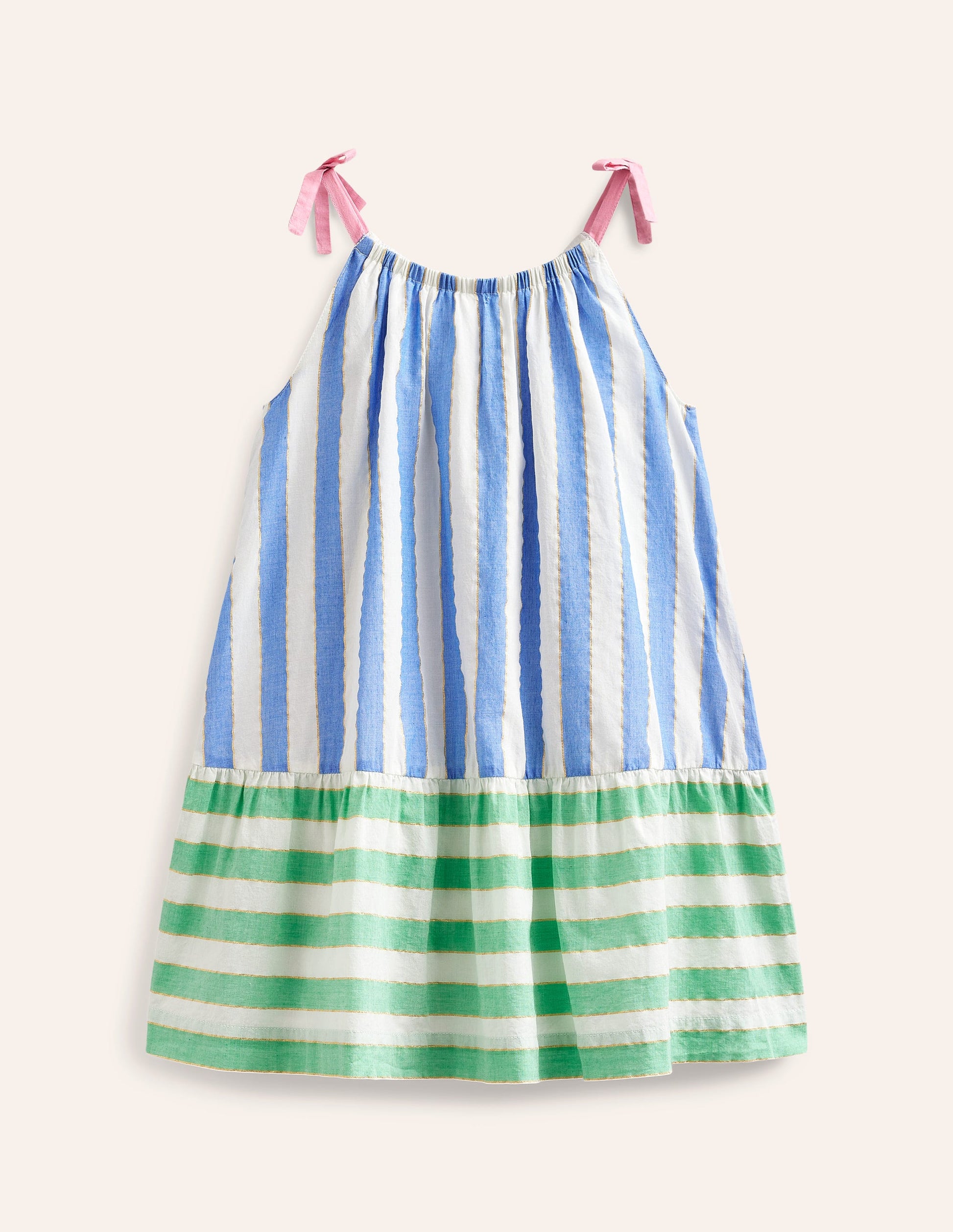 Fun Stripe Strappy Dress-Blue Lurex Stripe-2
