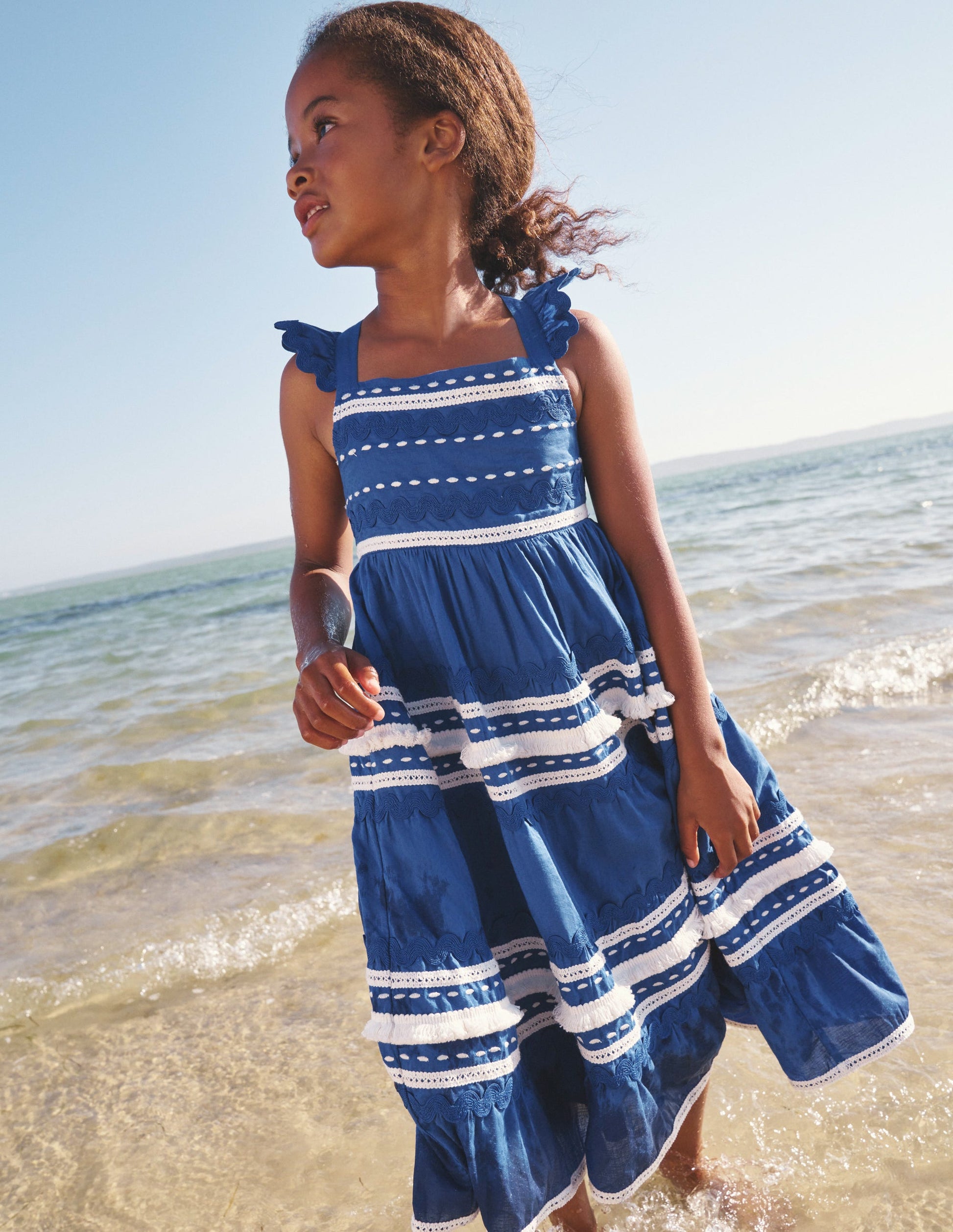 Tiered Twirly Ric Rac Dress-Sapphire Blue-4