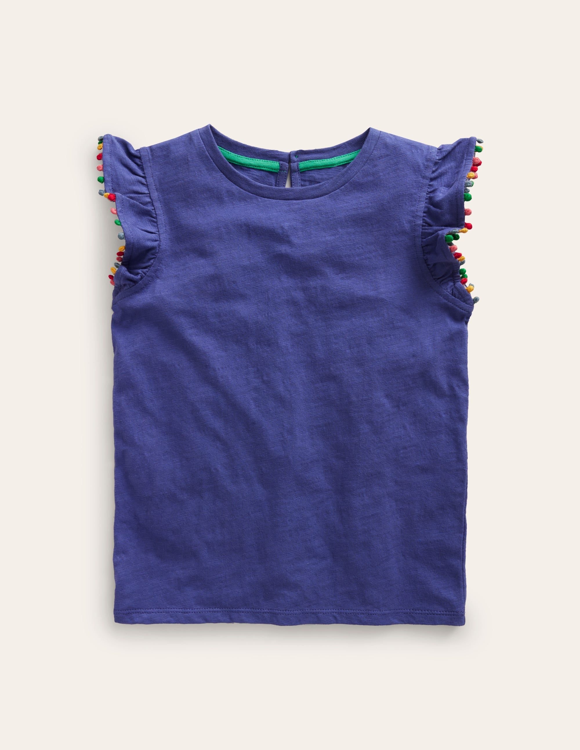 Pom Trim T-Shirt-Soft Starboard - Image 1