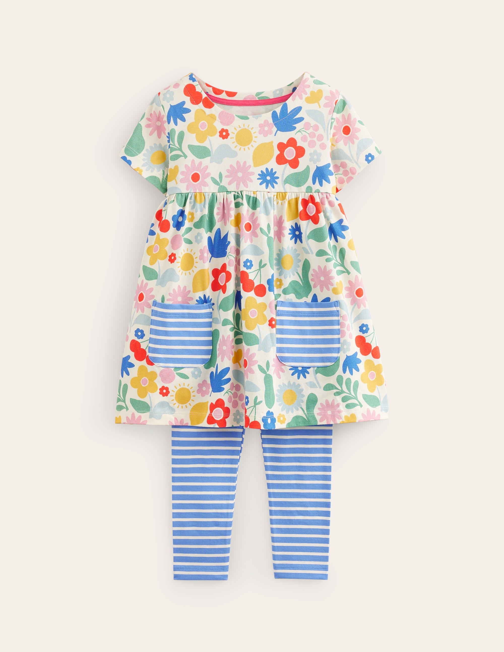 Short Sleeve Printed Tunic Set-Multi Holiday Stencil - Image 1