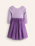 Rib Jersey Tulle Dress-Purple