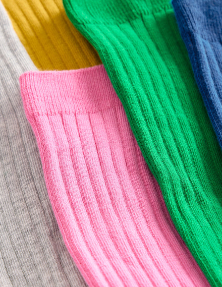 5-Pack Ribbed Knee High Socks-Rainbow