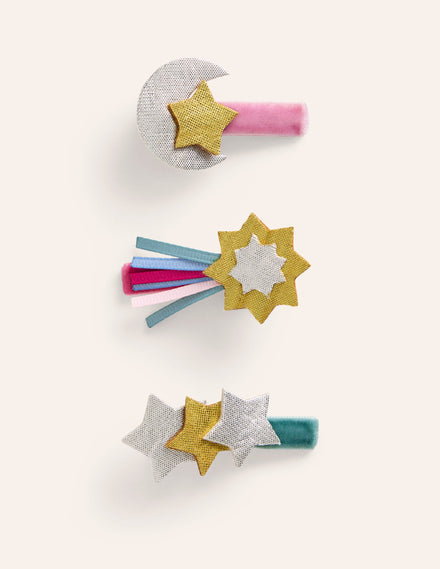 3-pack Hair Clips-Stars