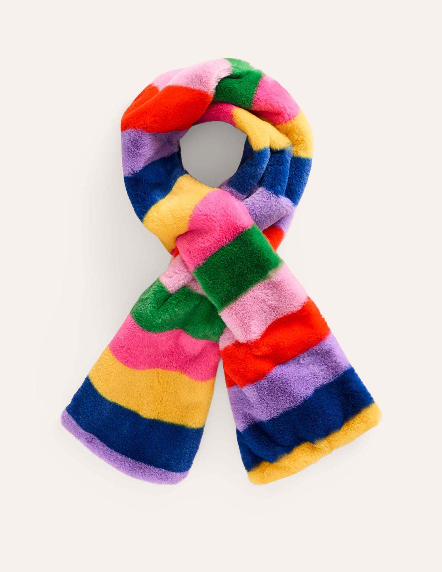 Faux Fur Scarf-Rainbow Fur Stripe