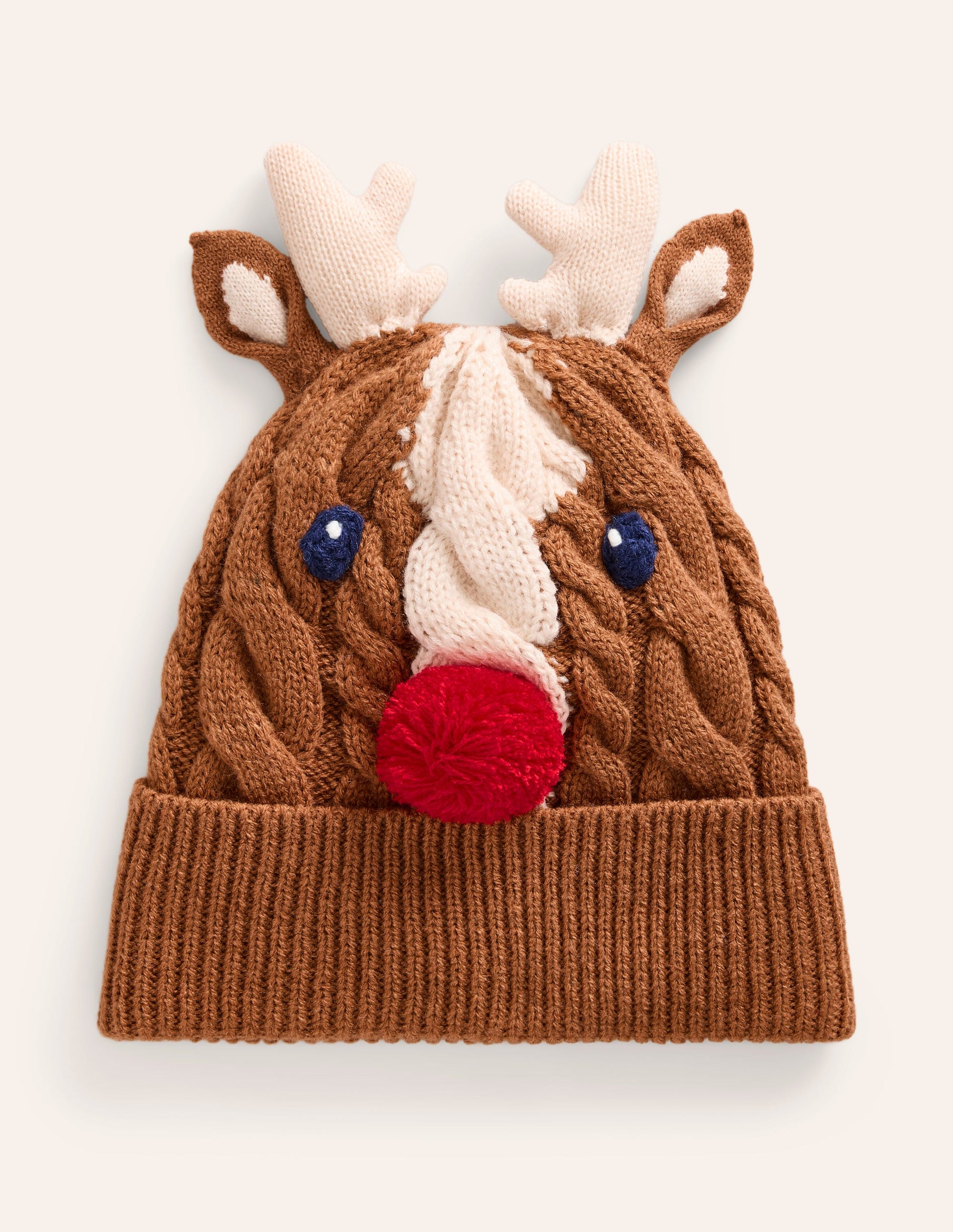 Festive Beanie-Toffee Brown Reindeer-1