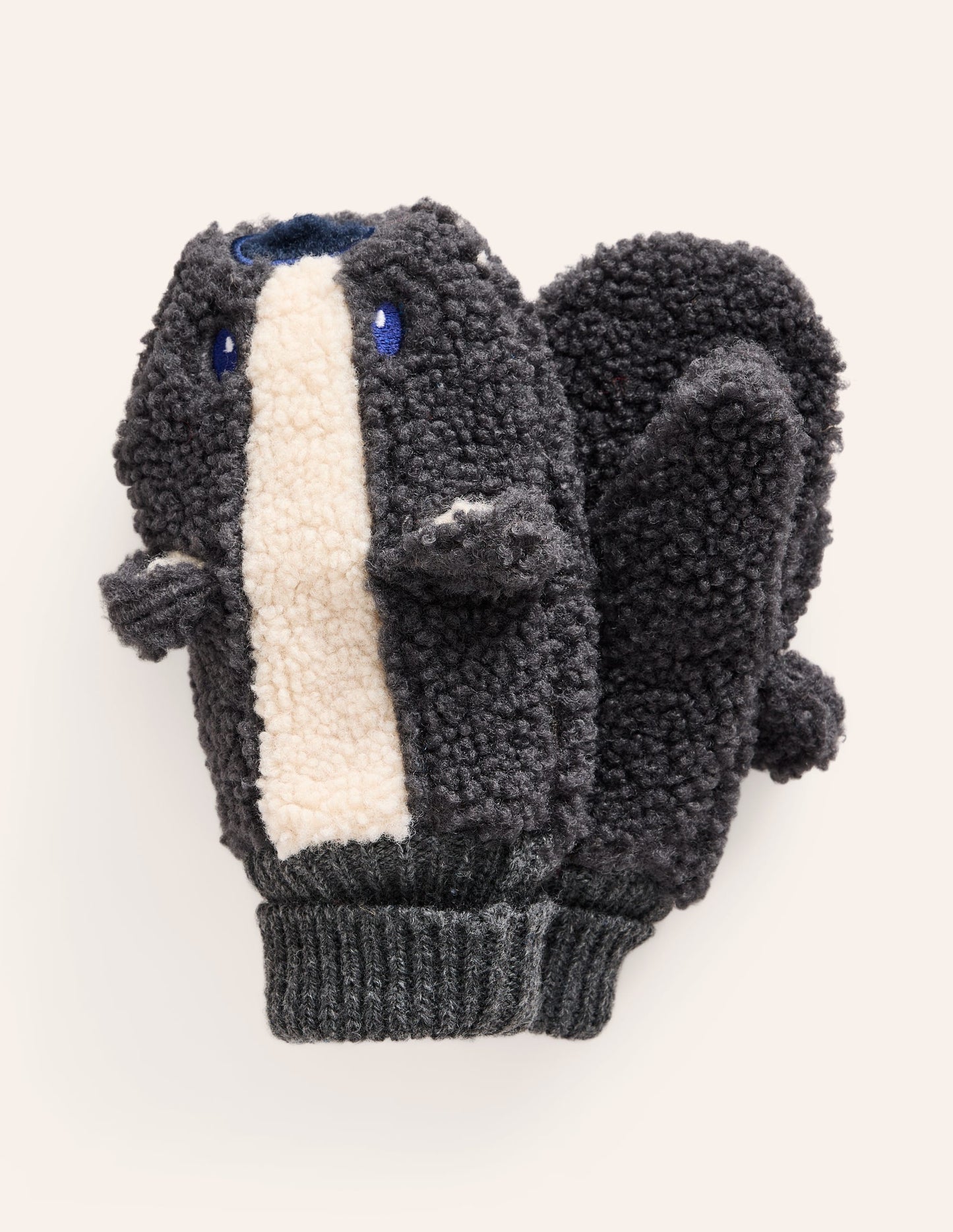 Novelty Borg Mittens-Kingfisher Blue Badger