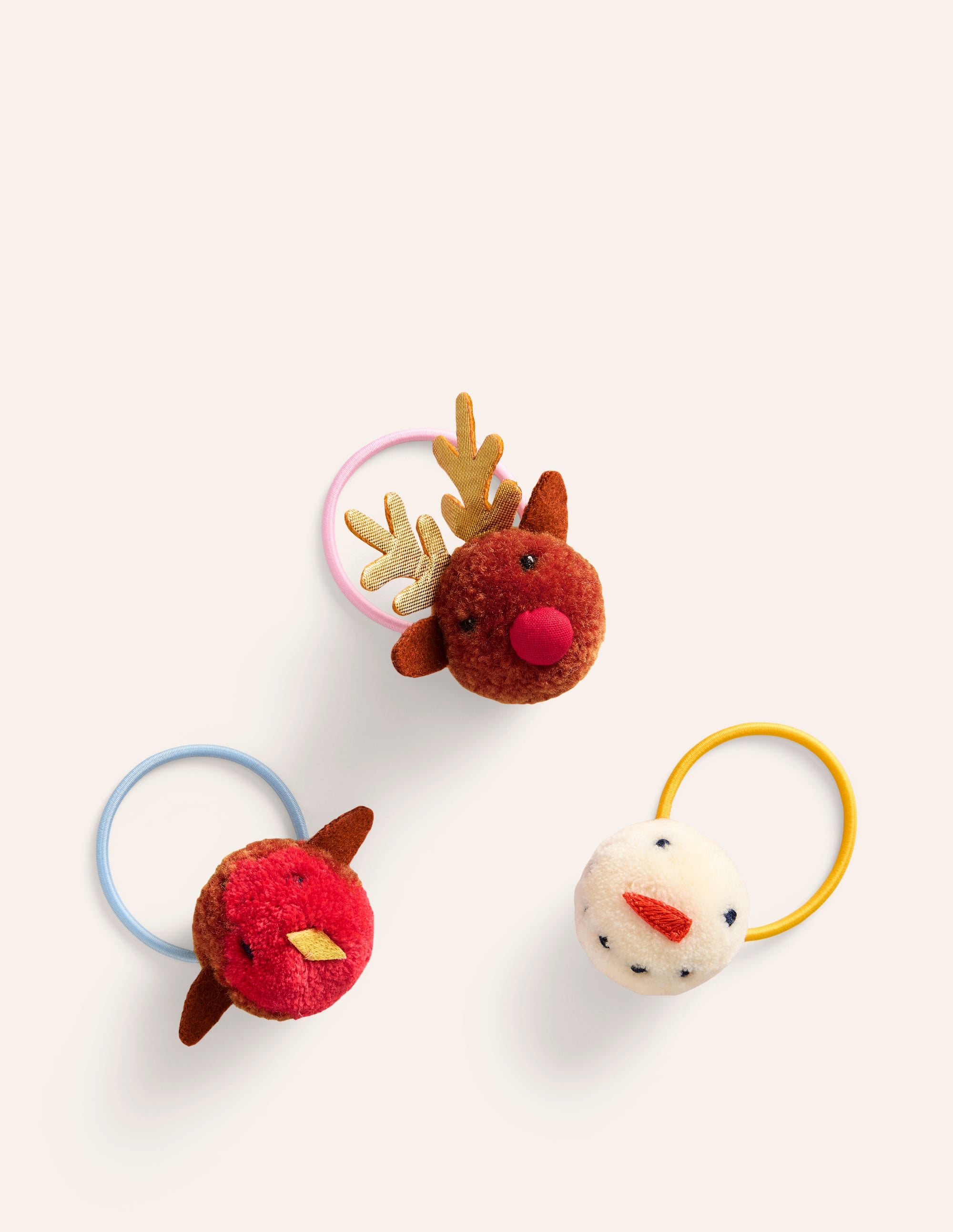 Pom Pom Hairbands 3 Pack-Multi Festive - Image 1