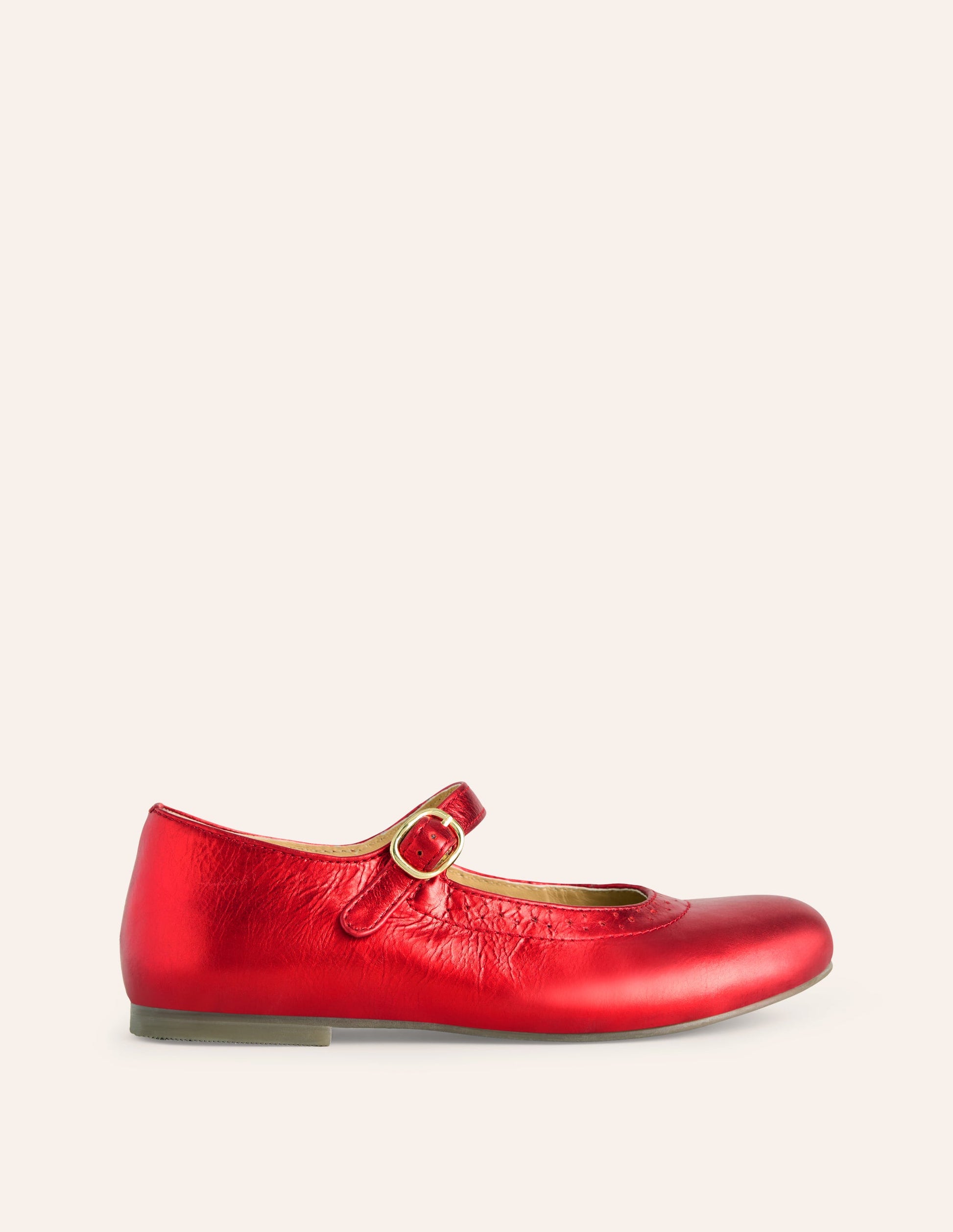 Leather Mary Janes-Red Metallic-1