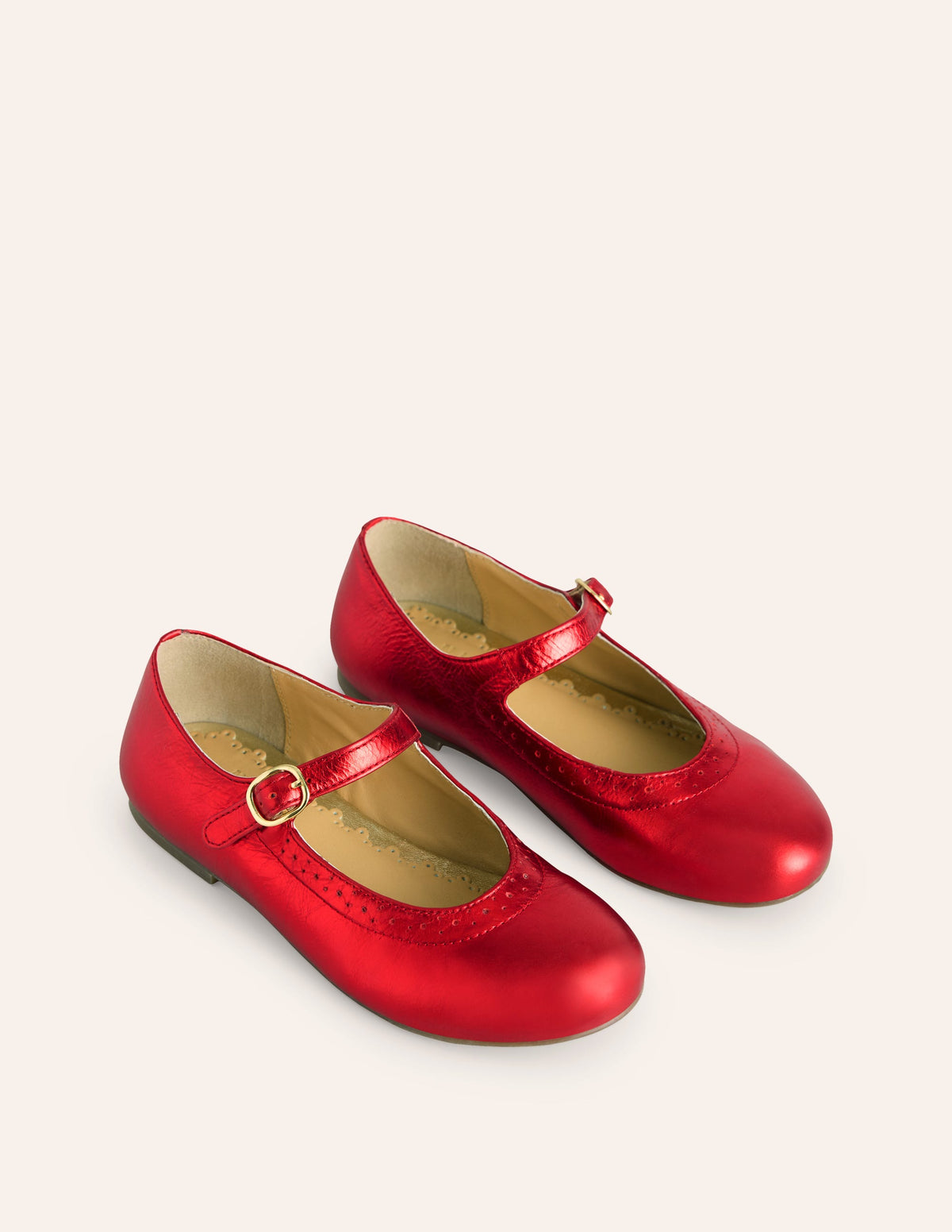 Leather Mary Janes-Red Metallic-2
