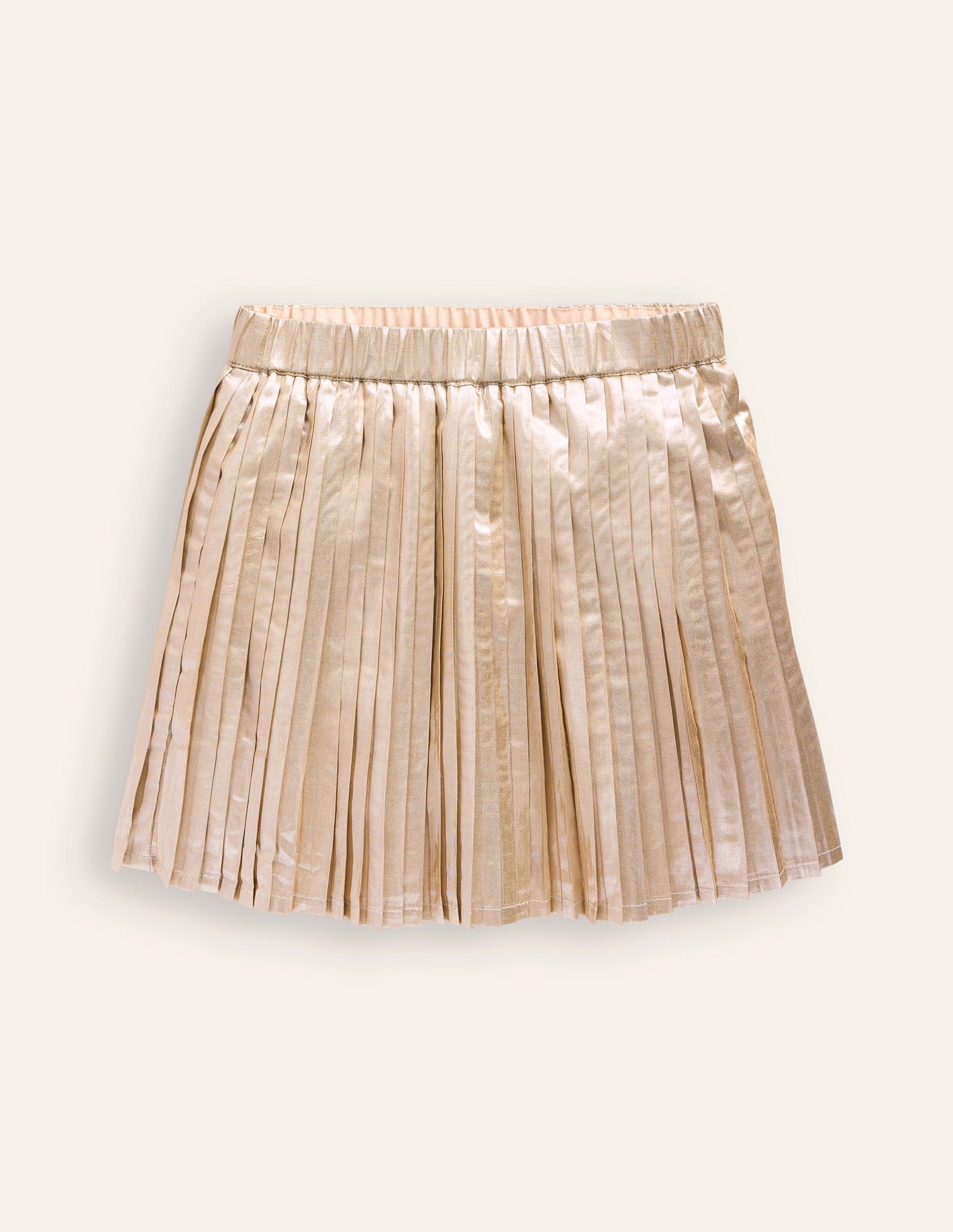 Pleated Mini Skirt-Gold Metallic