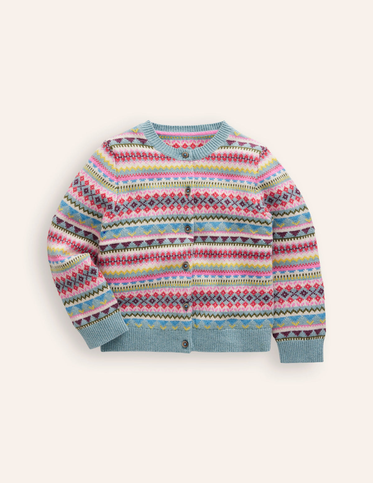 Edie Fair Isle Cardigan-Brook Blue Fair Isle - Image 2