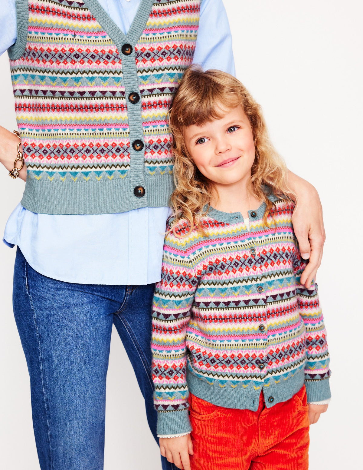 Edie Fair Isle Cardigan-Brook Blue Fair Isle - Image 5