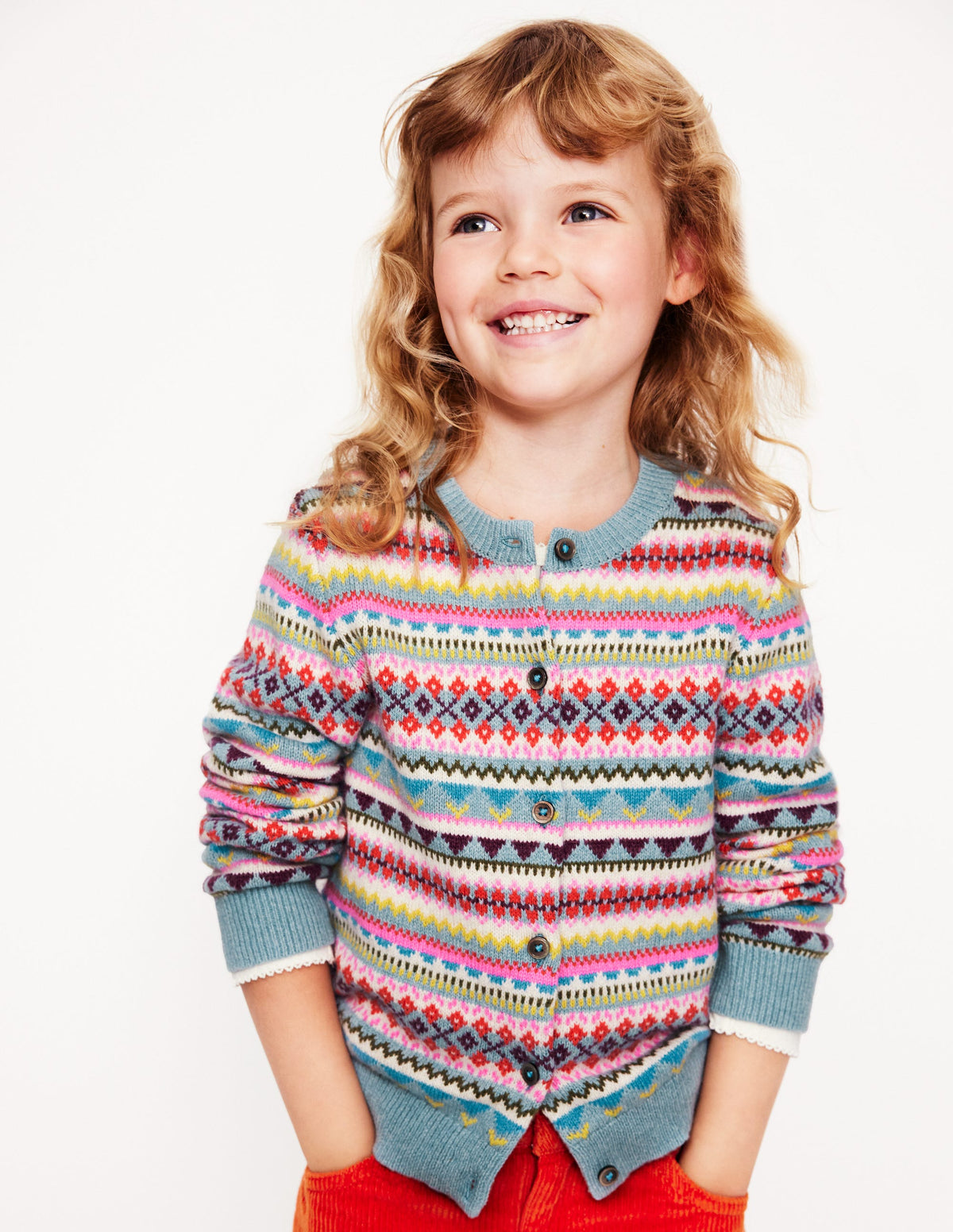 Edie Fair Isle Cardigan-Brook Blue Fair Isle - Image 8