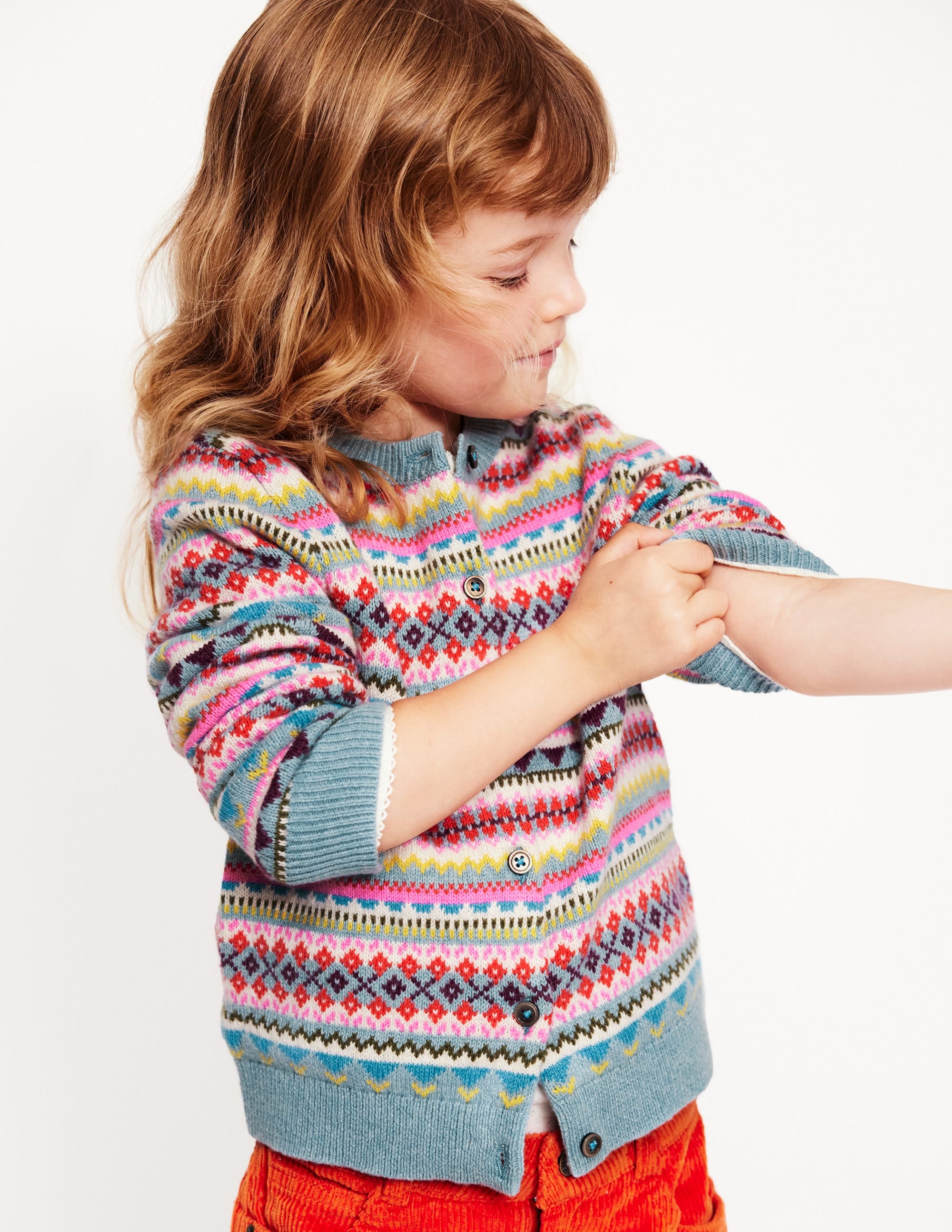 Edie Fair Isle Cardigan-Brook Blue Fair Isle - Image 9