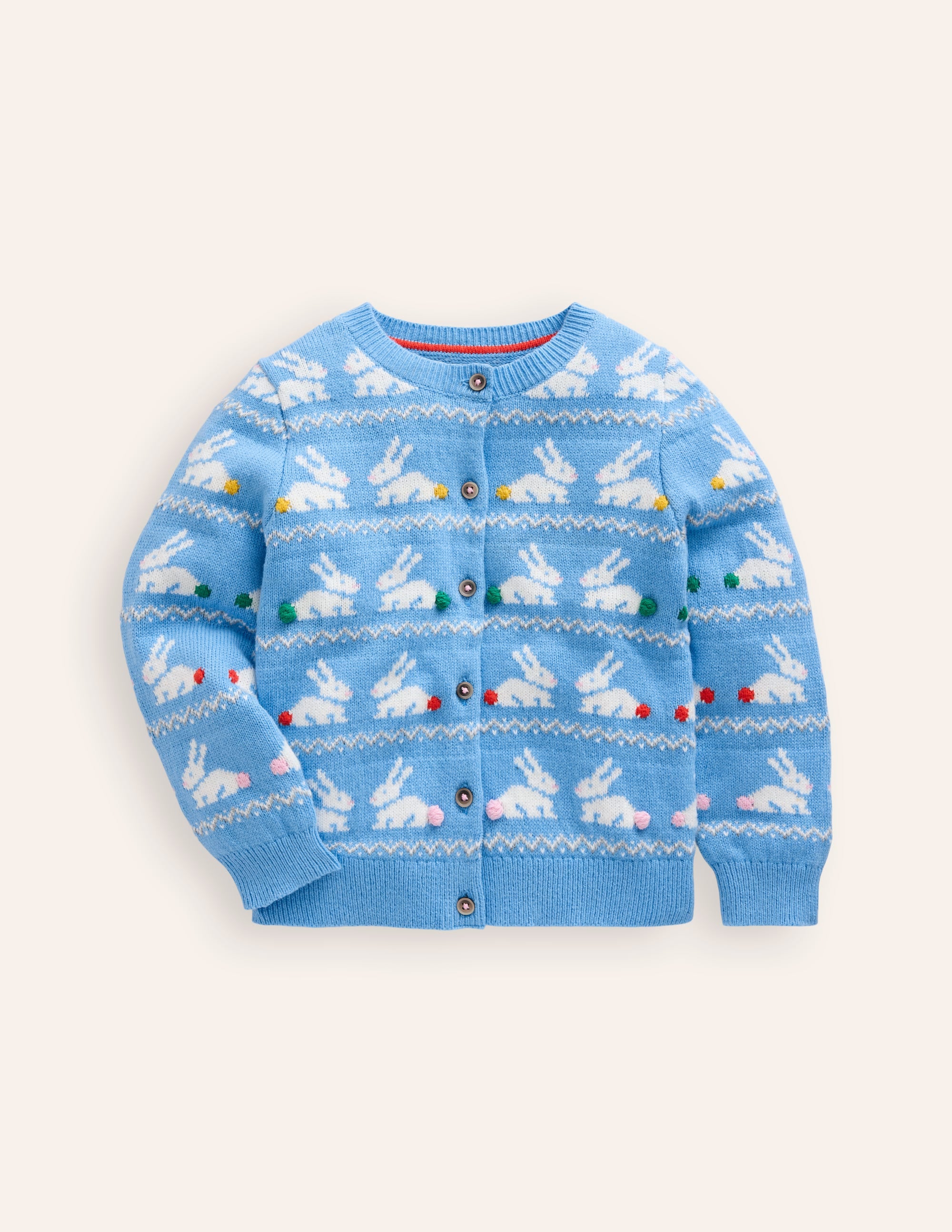 Edie Fair Isle Cardigan-Forget Me Not Bunnies - Image 1