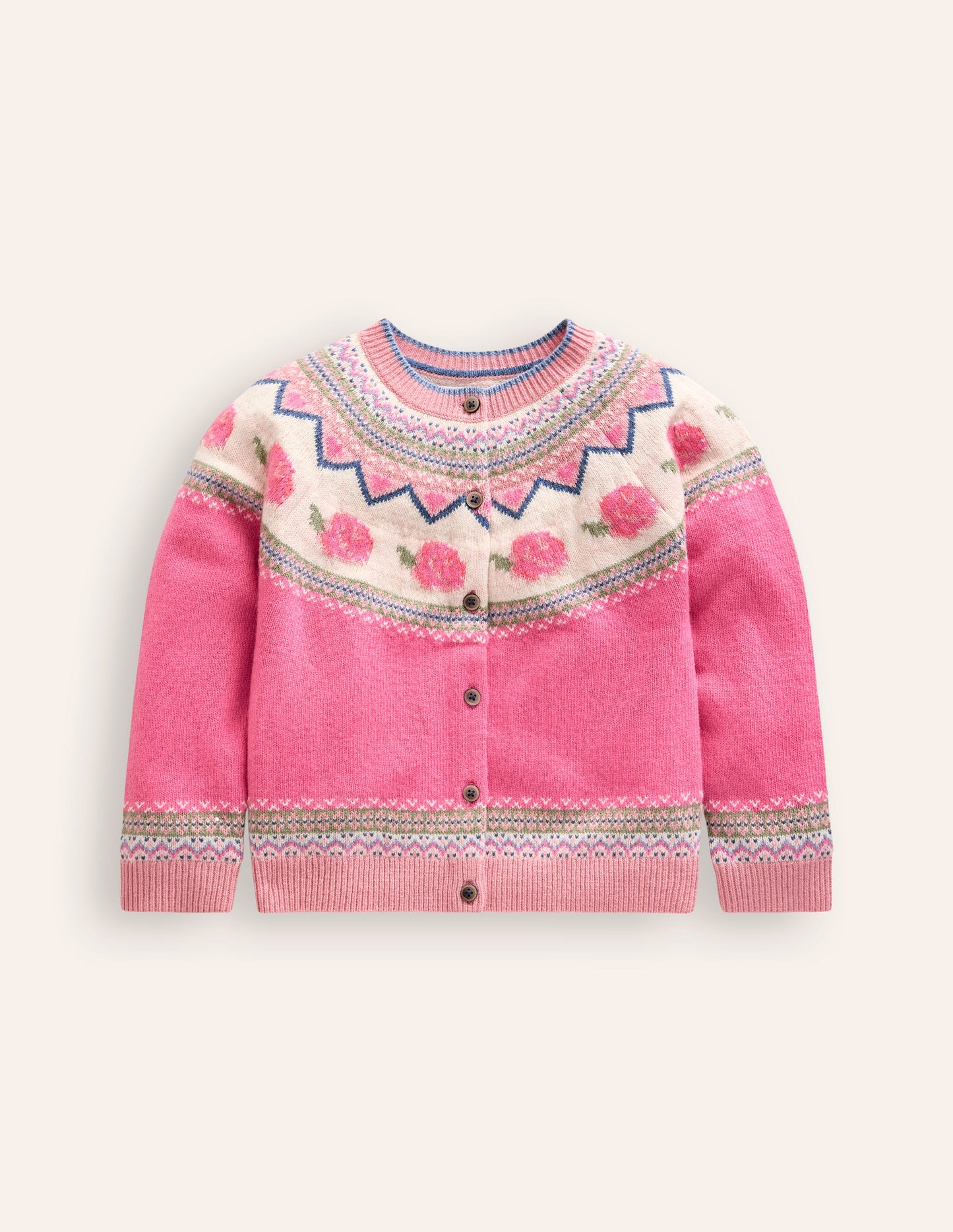 Edie Fair Isle Cardigan-Jam Marl Roses