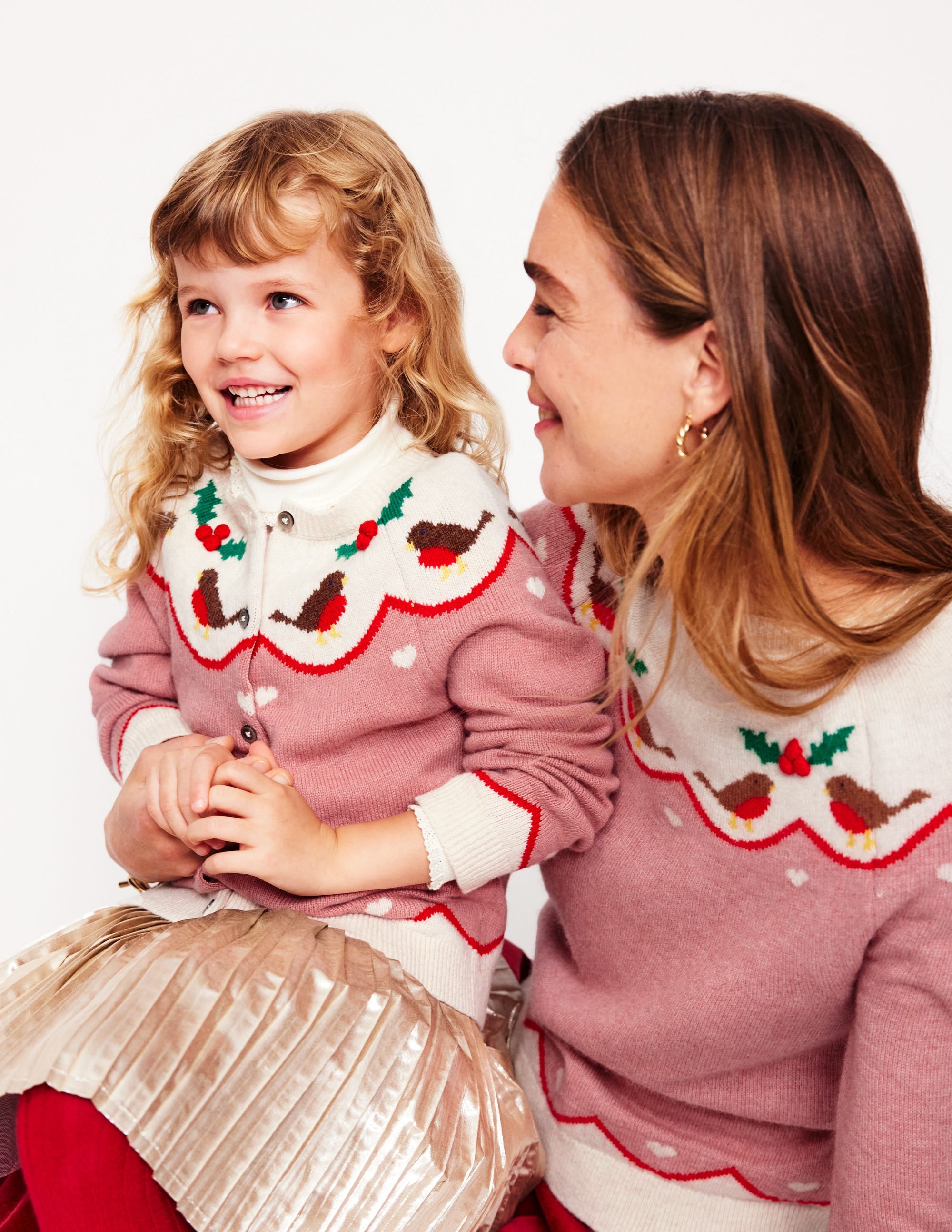Edie Fair Isle Cardigan-Vintage Pink Robins - Image 5