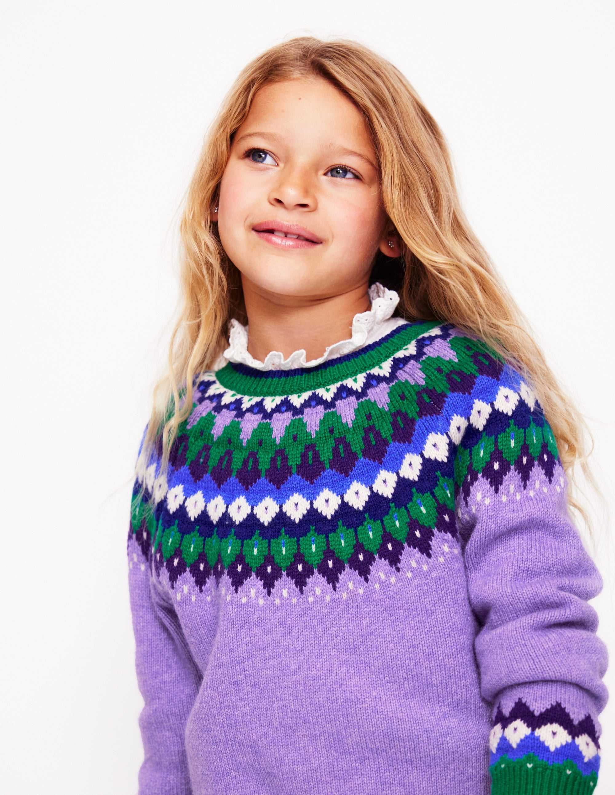 Eleanor Fair Isle Jumper-Aster Purple - Image 2