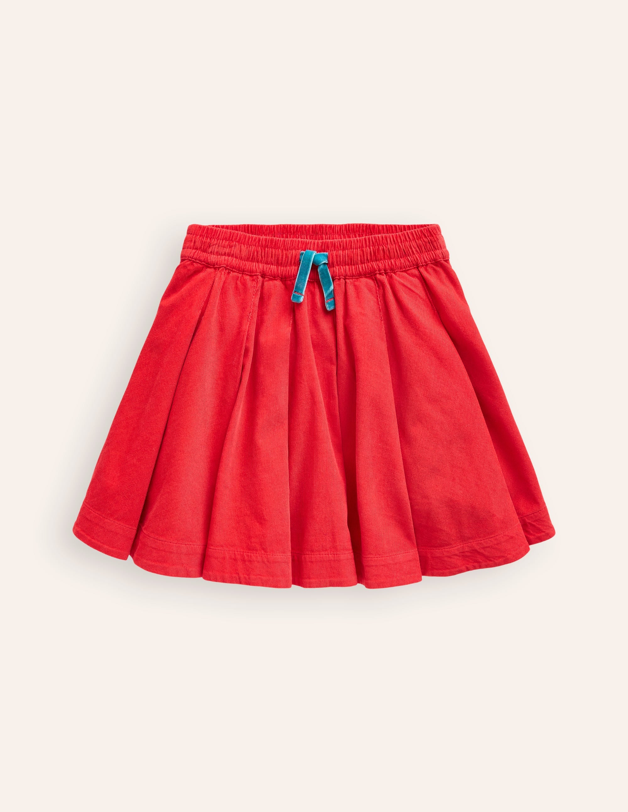 Pull-On Twirly Pleated Skirt-Poppy Red Cord - Image 1
