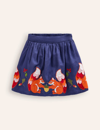 Appliqué Skirt-Starboard Blue Squirrels