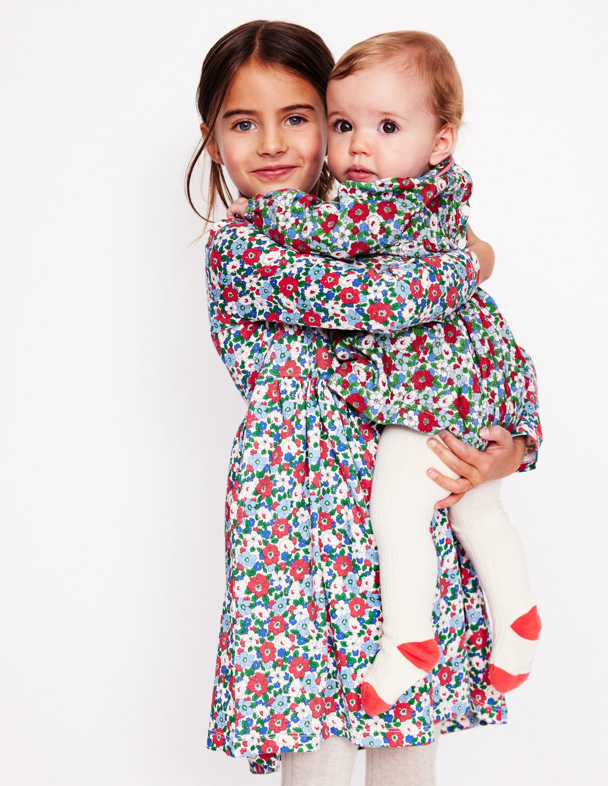 Long-Sleeved Fun Jersey Dress-Glacier Blue Winter Floral - Image 4