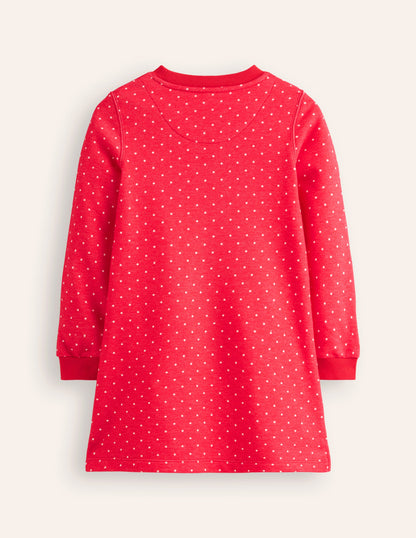 Sweatshirt Appliqué Dress-Rose Pink Pin Spot Animals-5