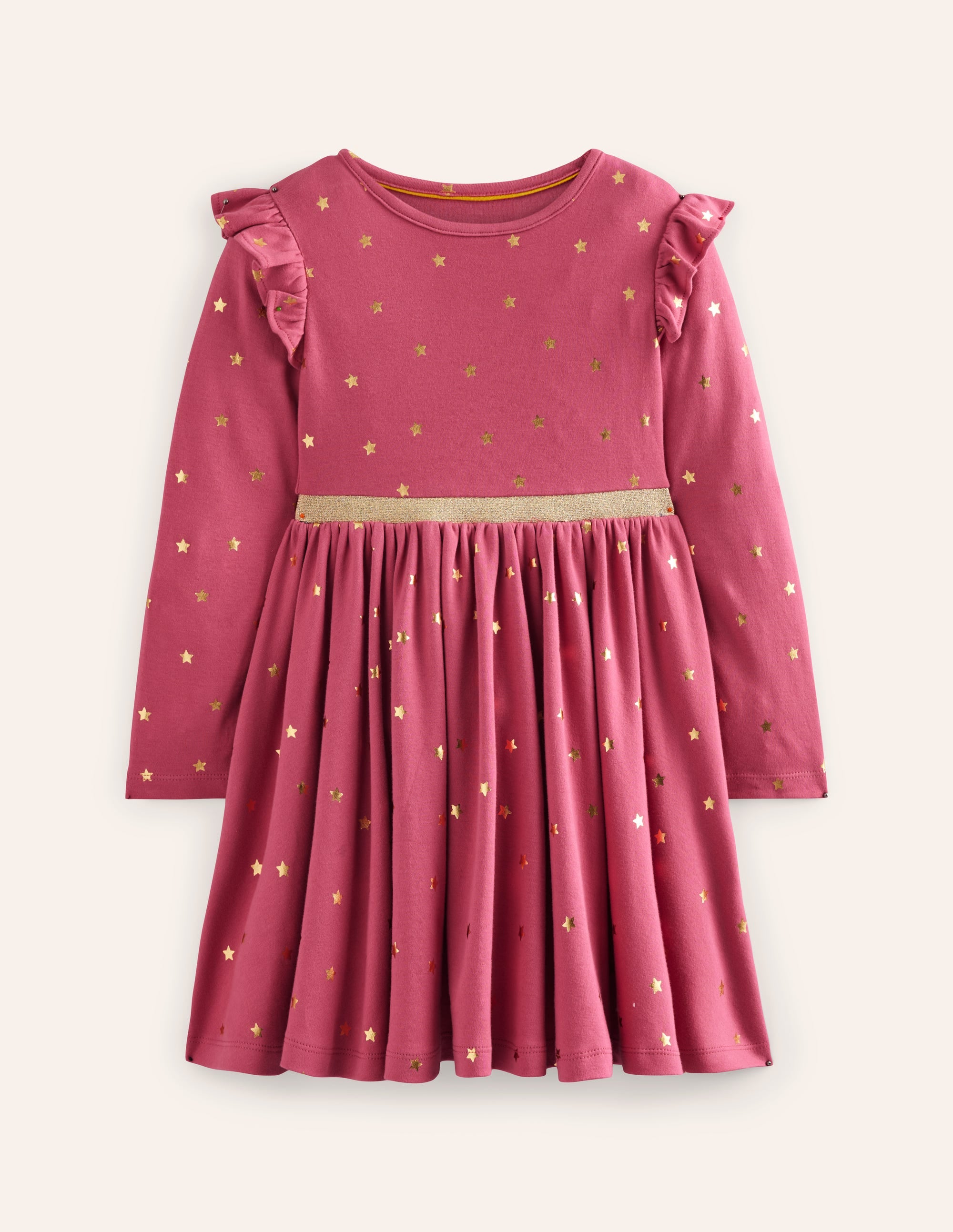 Mabel Twirly Ballerina Dress-Rose Petal Pink Foil Stars - Image 1