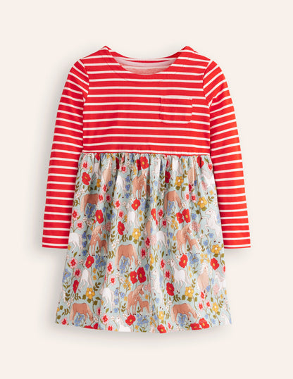 Hotchpotch Jersey Dress-Strawberry Red Pony Floral