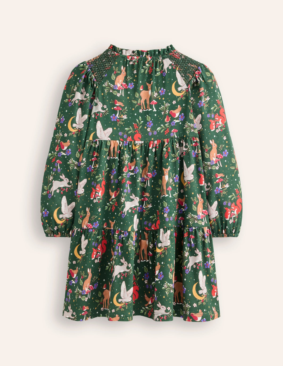 Tiered Jersey Dress-Pine Festive Woodland - Image 2