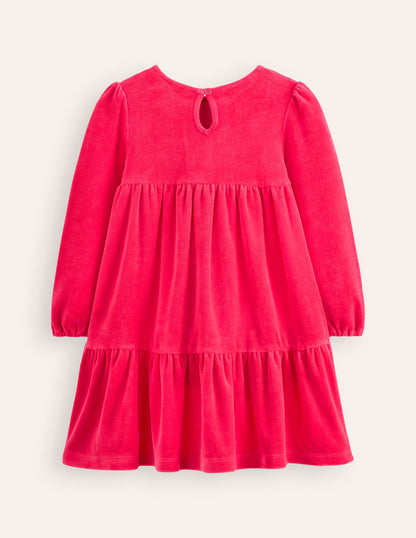 Tiered Velour Dress-Summer Berry