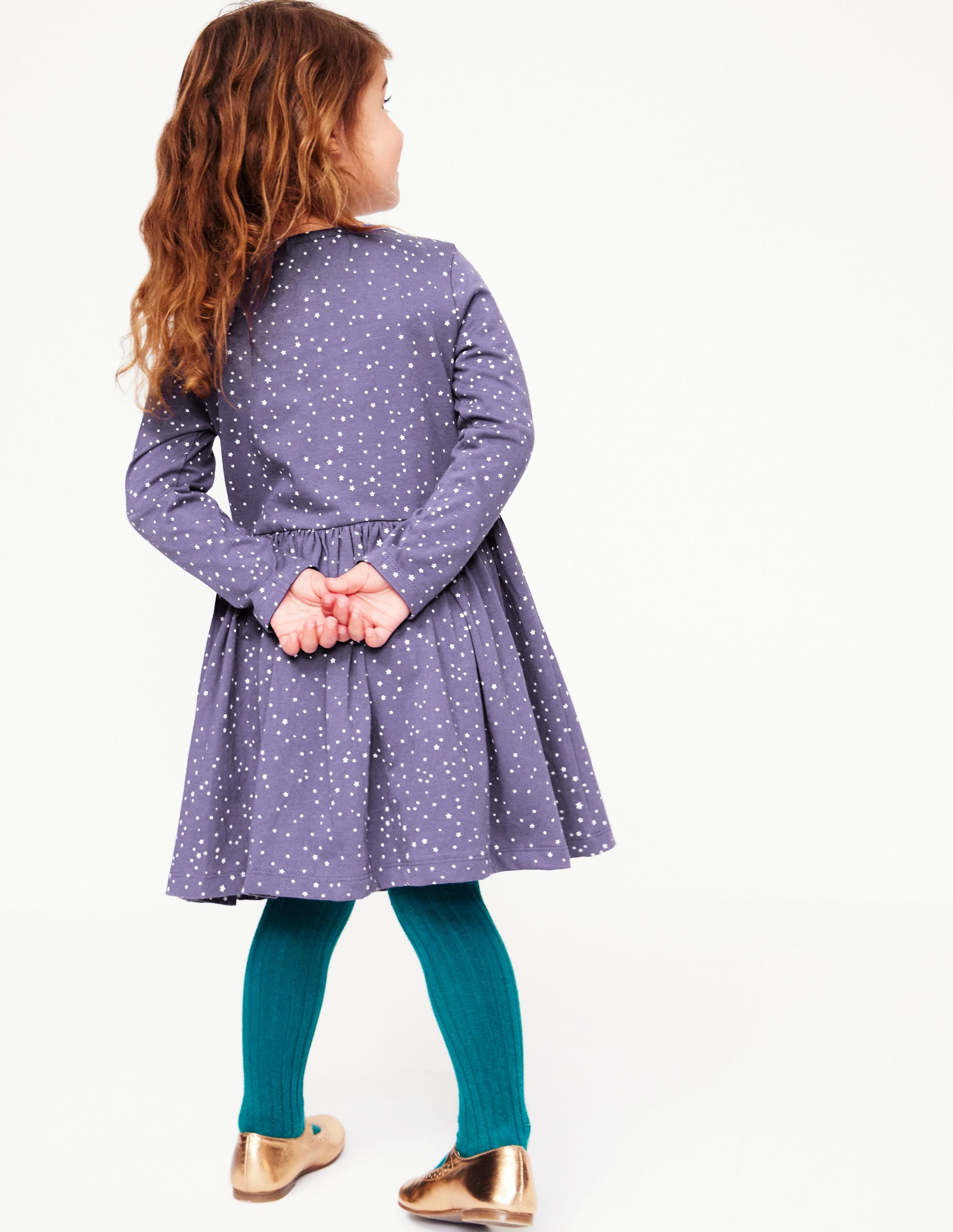 Appliqué Hem Jersey Dress-Soft Starboard Blue Christmas - Image 2