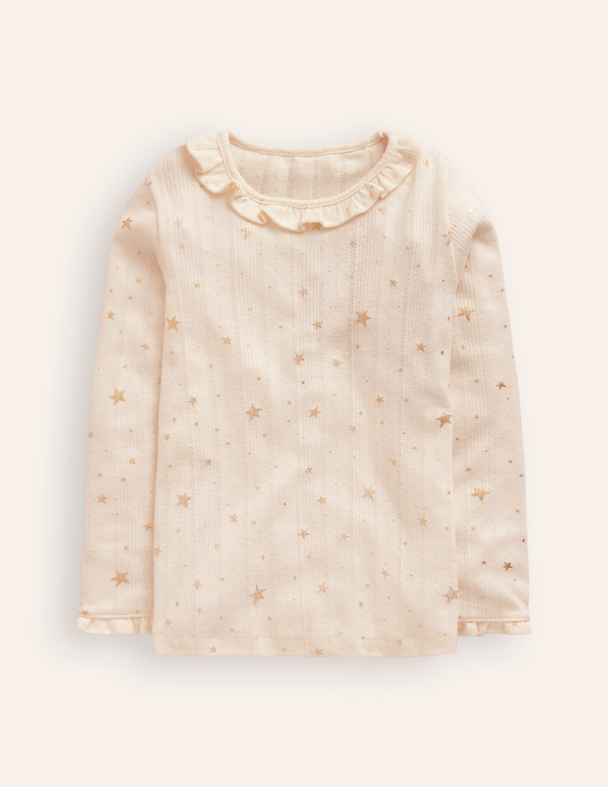 Ruffle Sparkle Pointelle-Vanilla White Gold Foil Star - Image 1