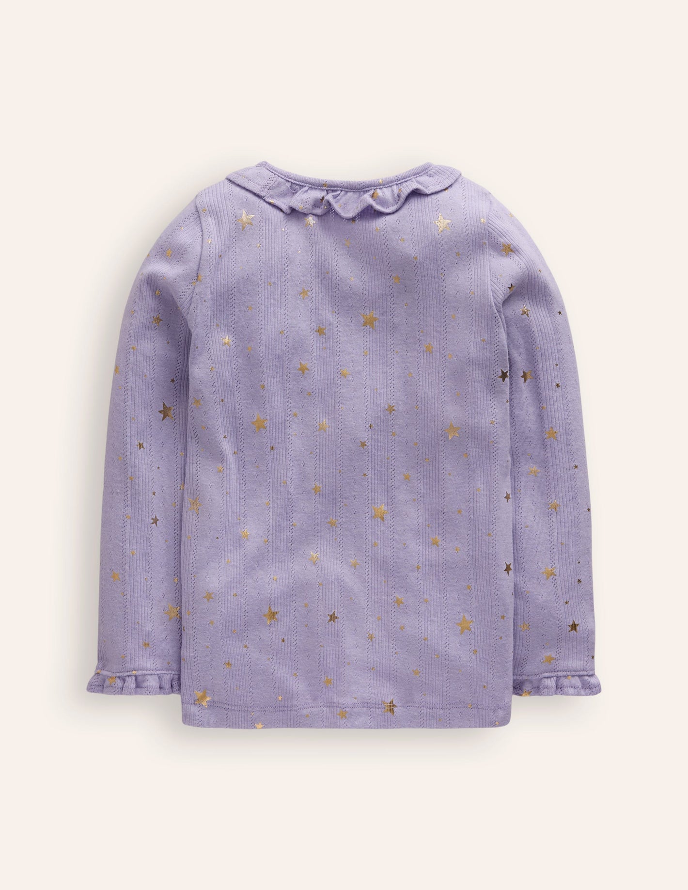 Ruffle Sparkle Pointelle-Misty Lavender Gold Foil Star