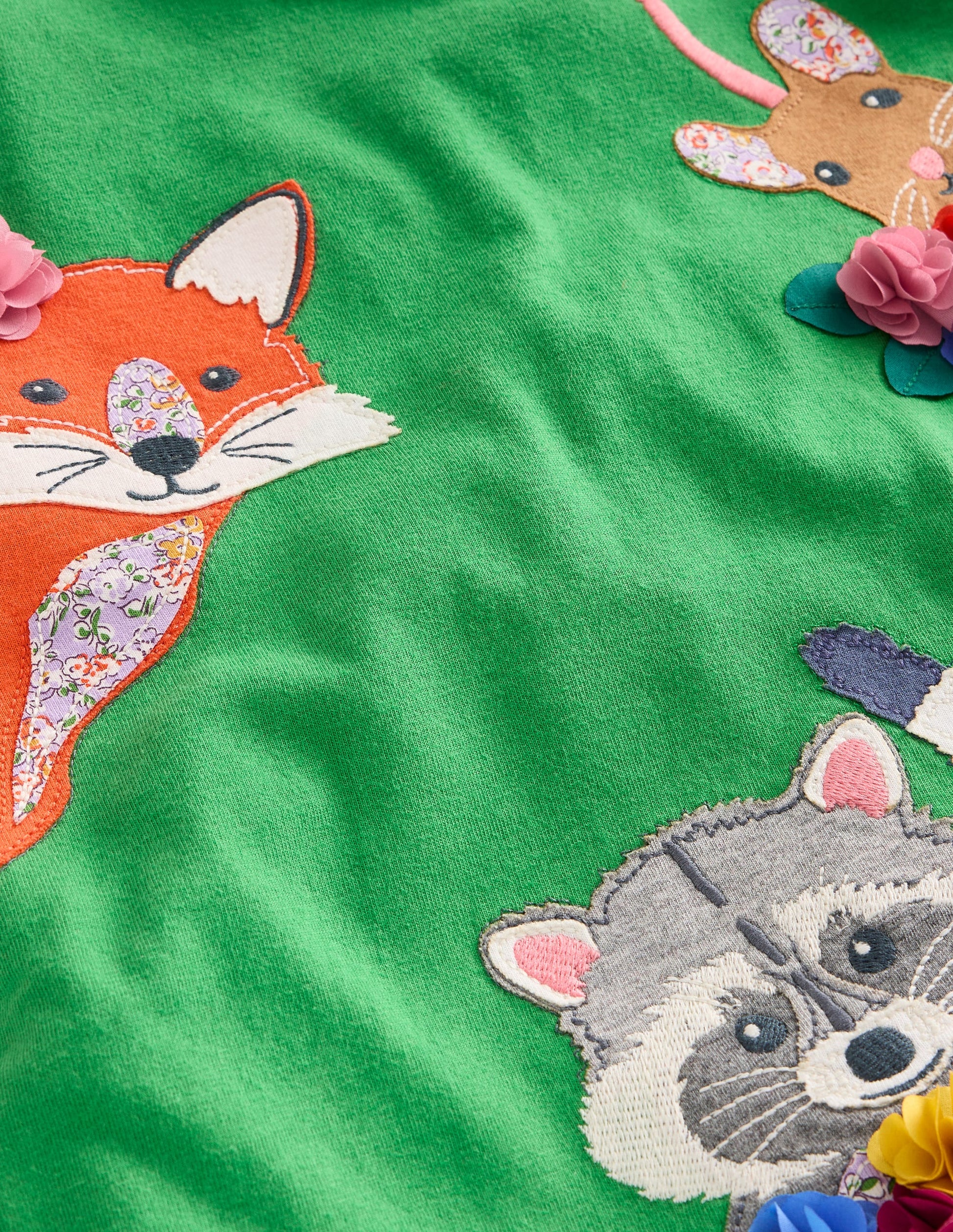Appliqué Long Sleeve Top-Iguana Green Woodland Animals-3