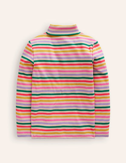 Super Soft Roll Neck Top-Multi Stripe